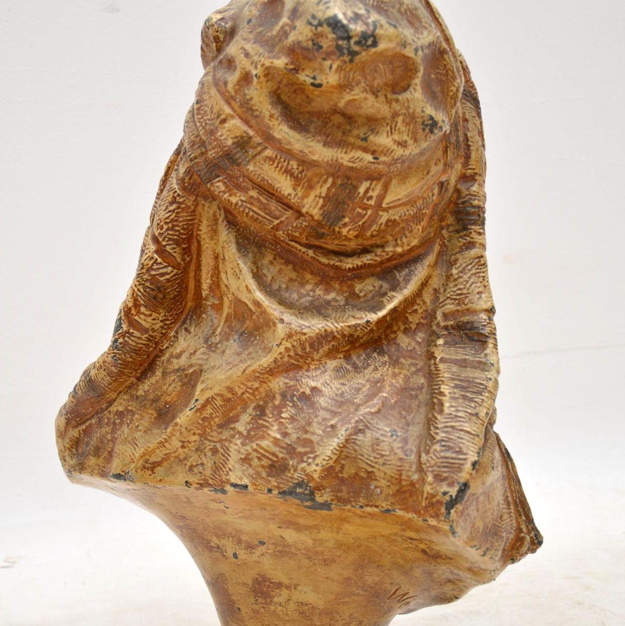 Antique Bronzed Spelter Bust of a Moorish Man 4