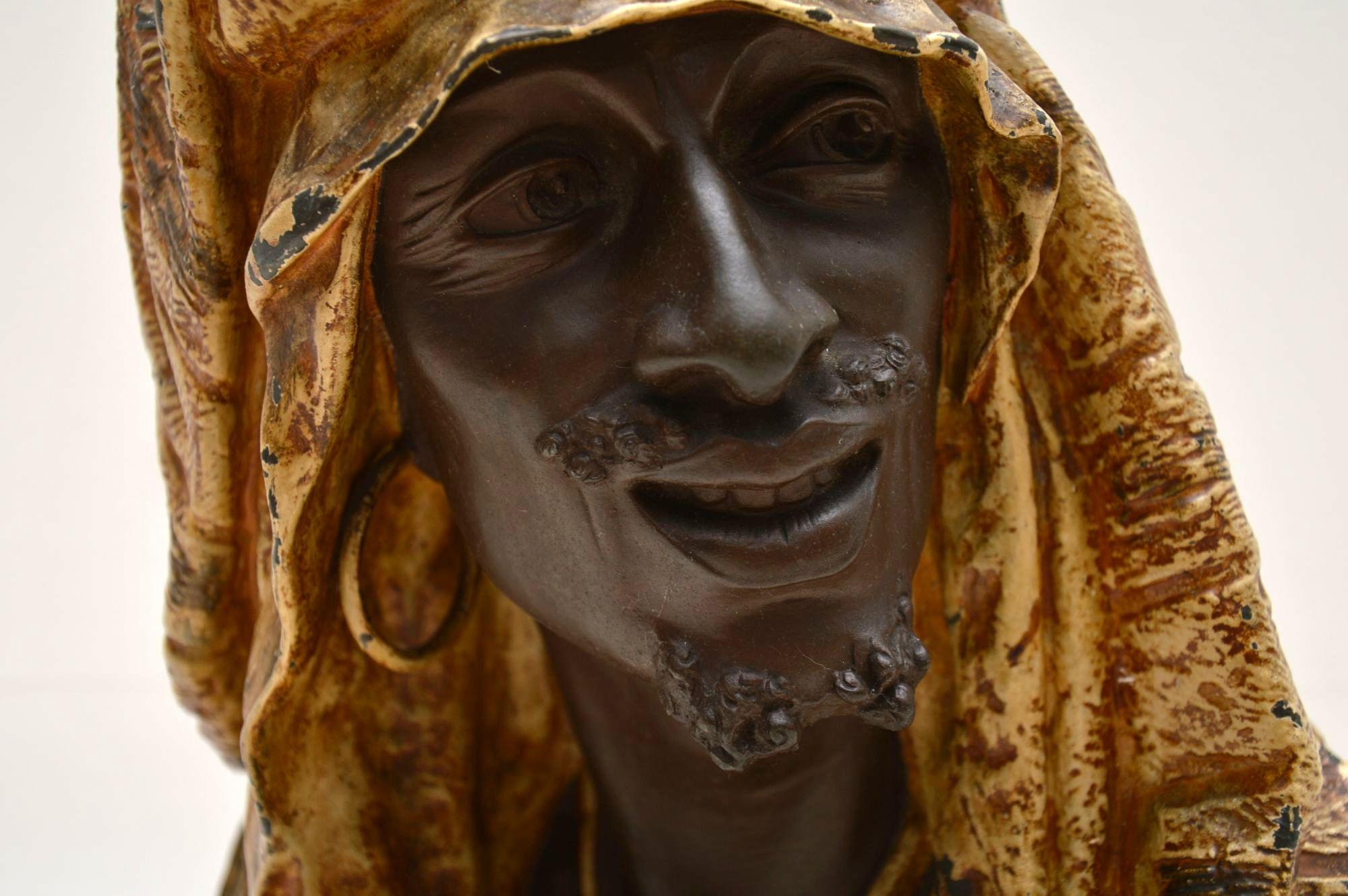 Victorian Antique Bronzed Spelter Bust of a Moorish Man