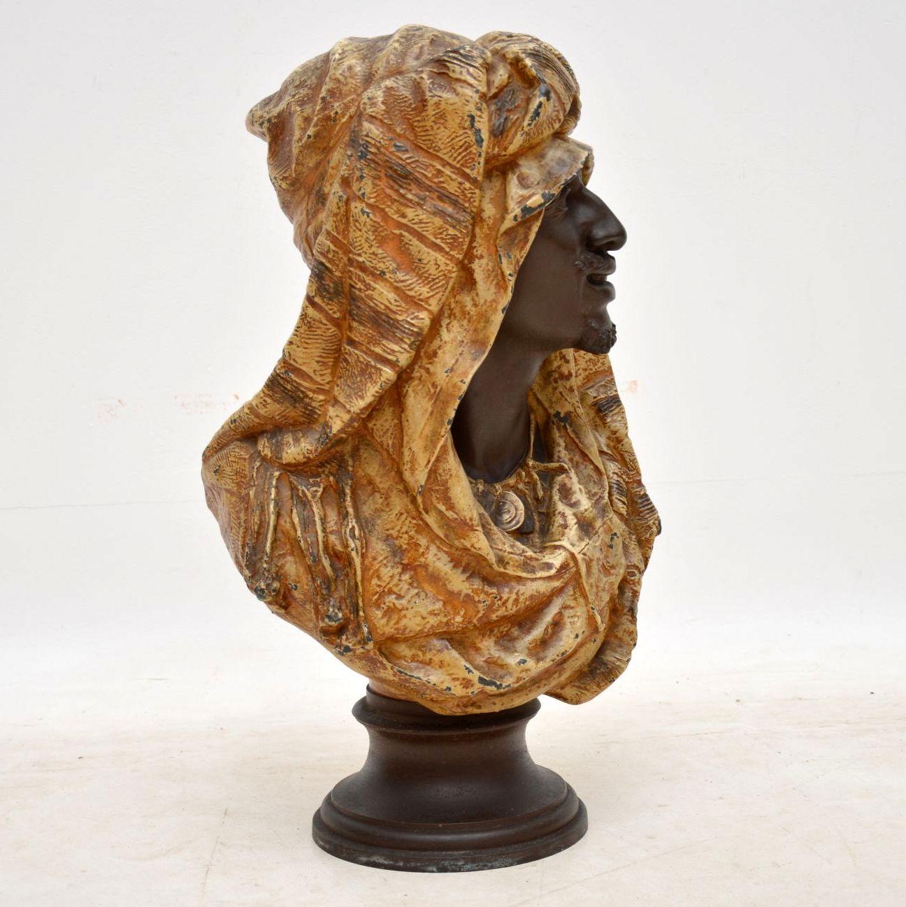 Antique Bronzed Spelter Bust of a Moorish Man 1