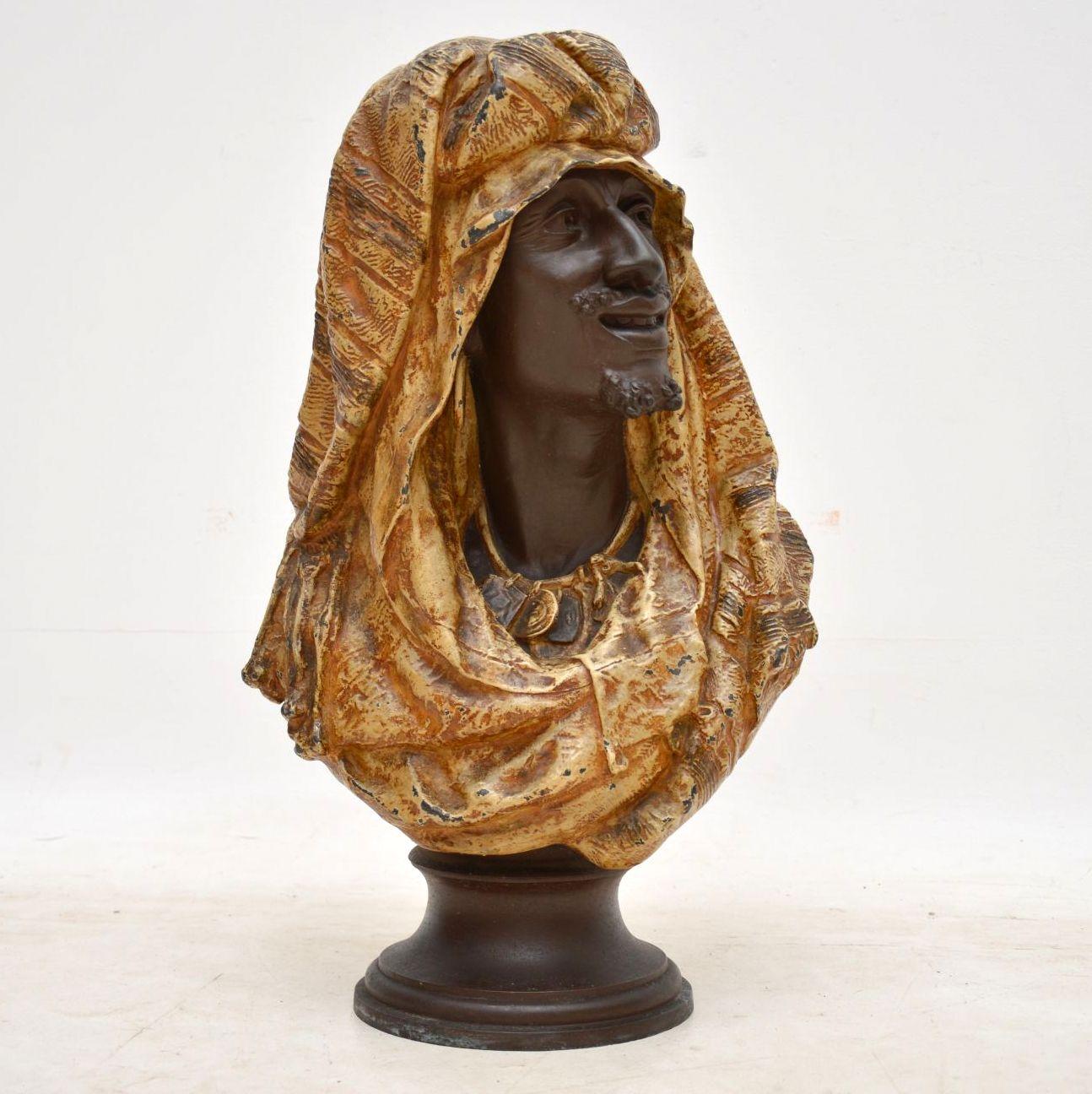 Antique Bronzed Spelter Bust of a Moorish Man 2