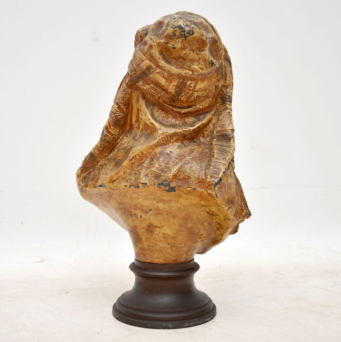 Antique Bronzed Spelter Bust of a Moorish Man 3
