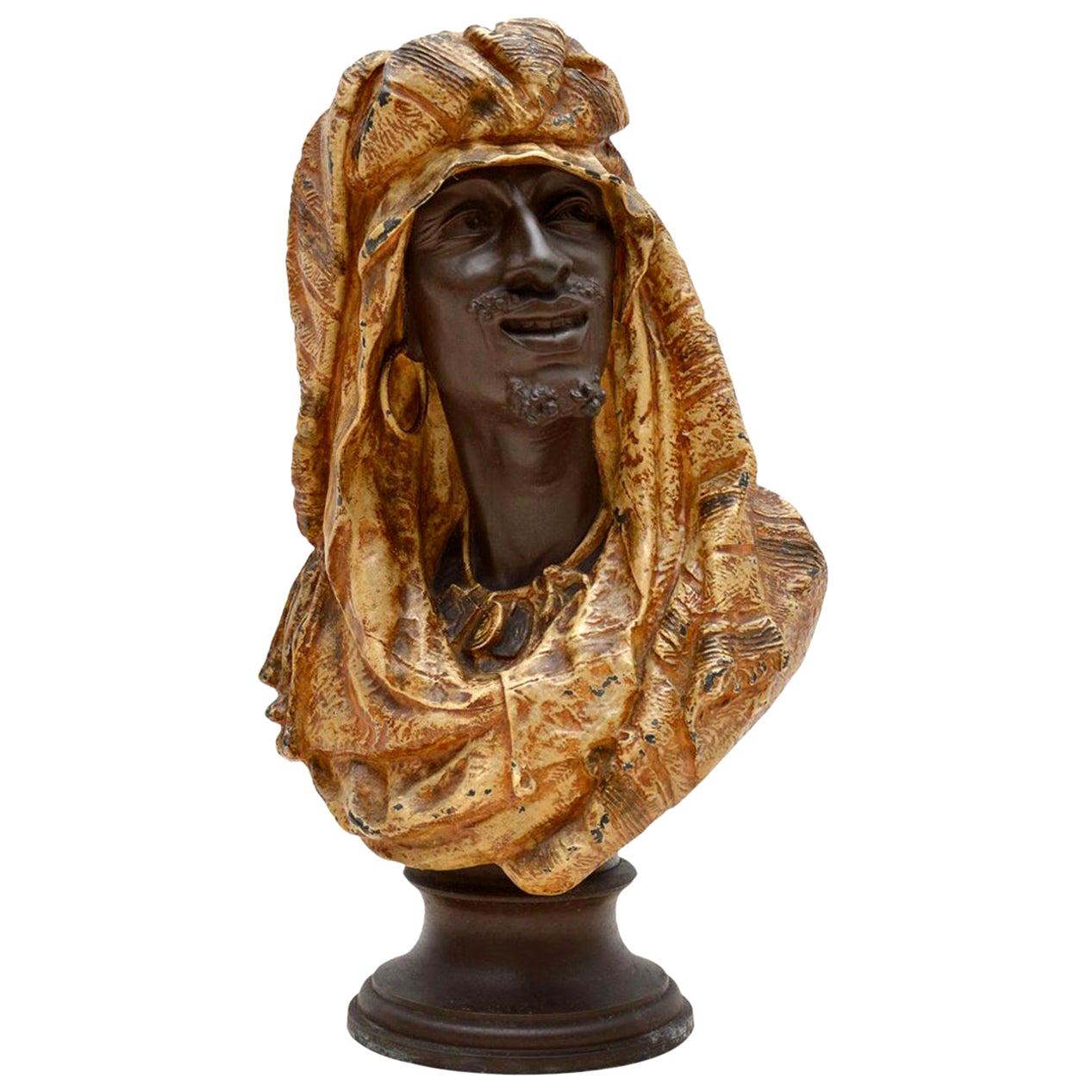 Antique Bronzed Spelter Bust of a Moorish Man
