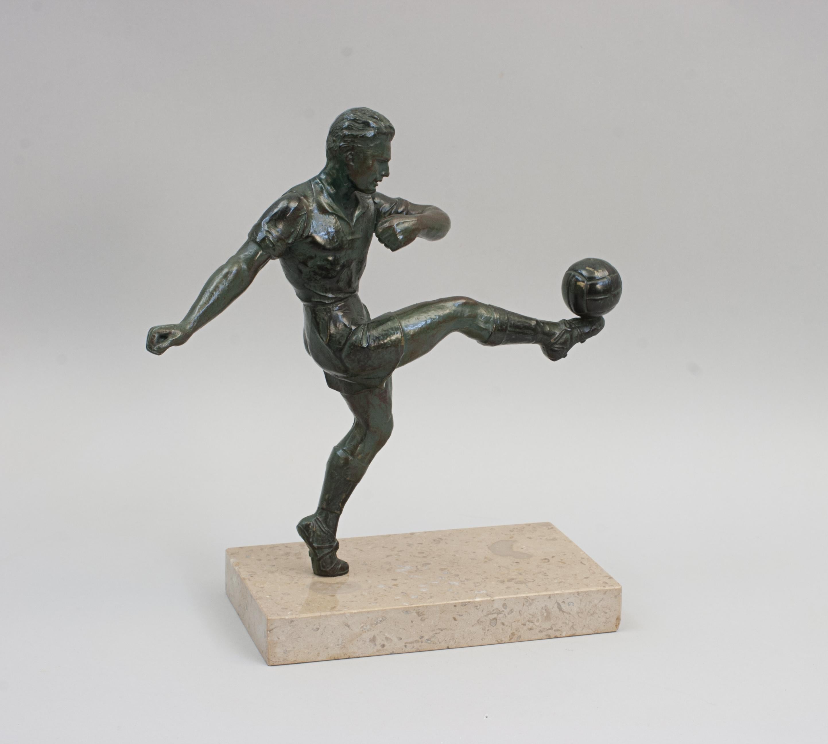 Sporting Art Antique Bronzed Spelter Football Figure