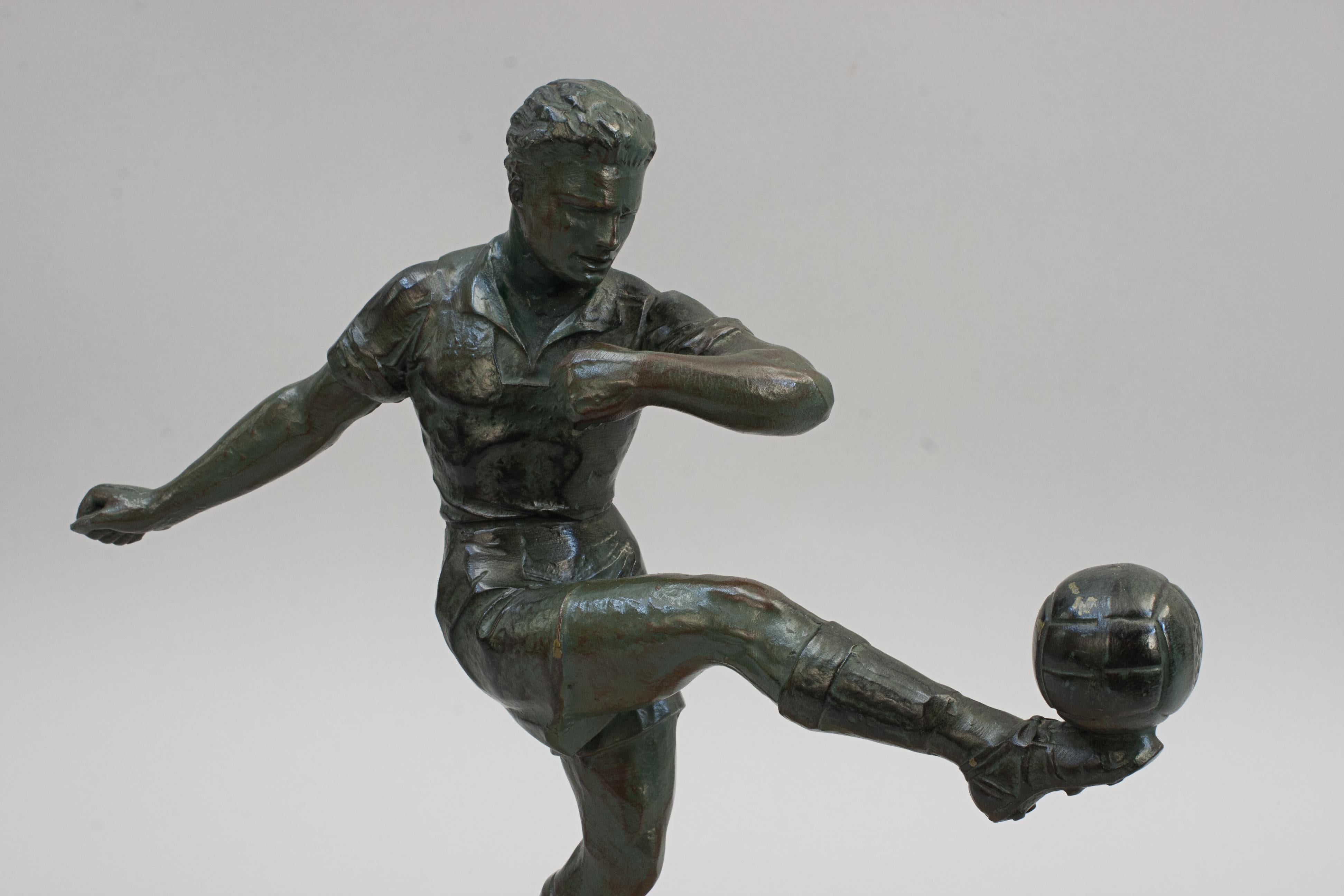 Mid-20th Century Antique Bronzed Spelter Football Figure