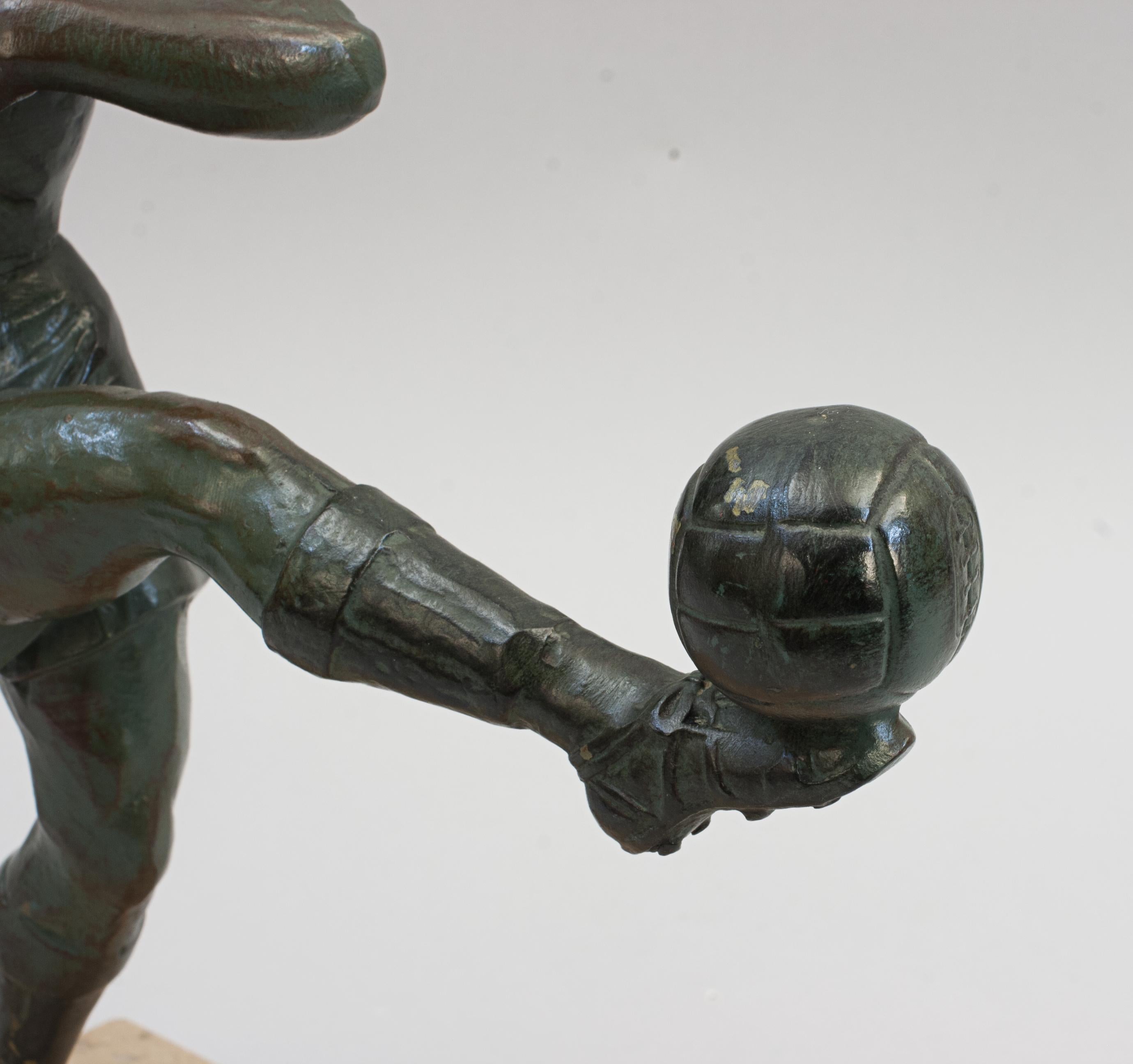 Antique Bronzed Spelter Football Figure 1