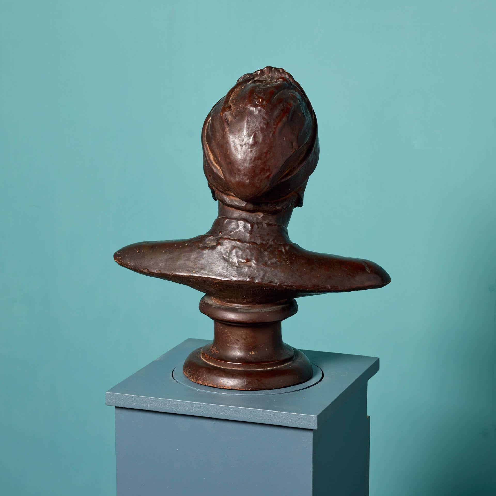 19th Century Antique Bronzed Terracotta Bust of Dante For Sale