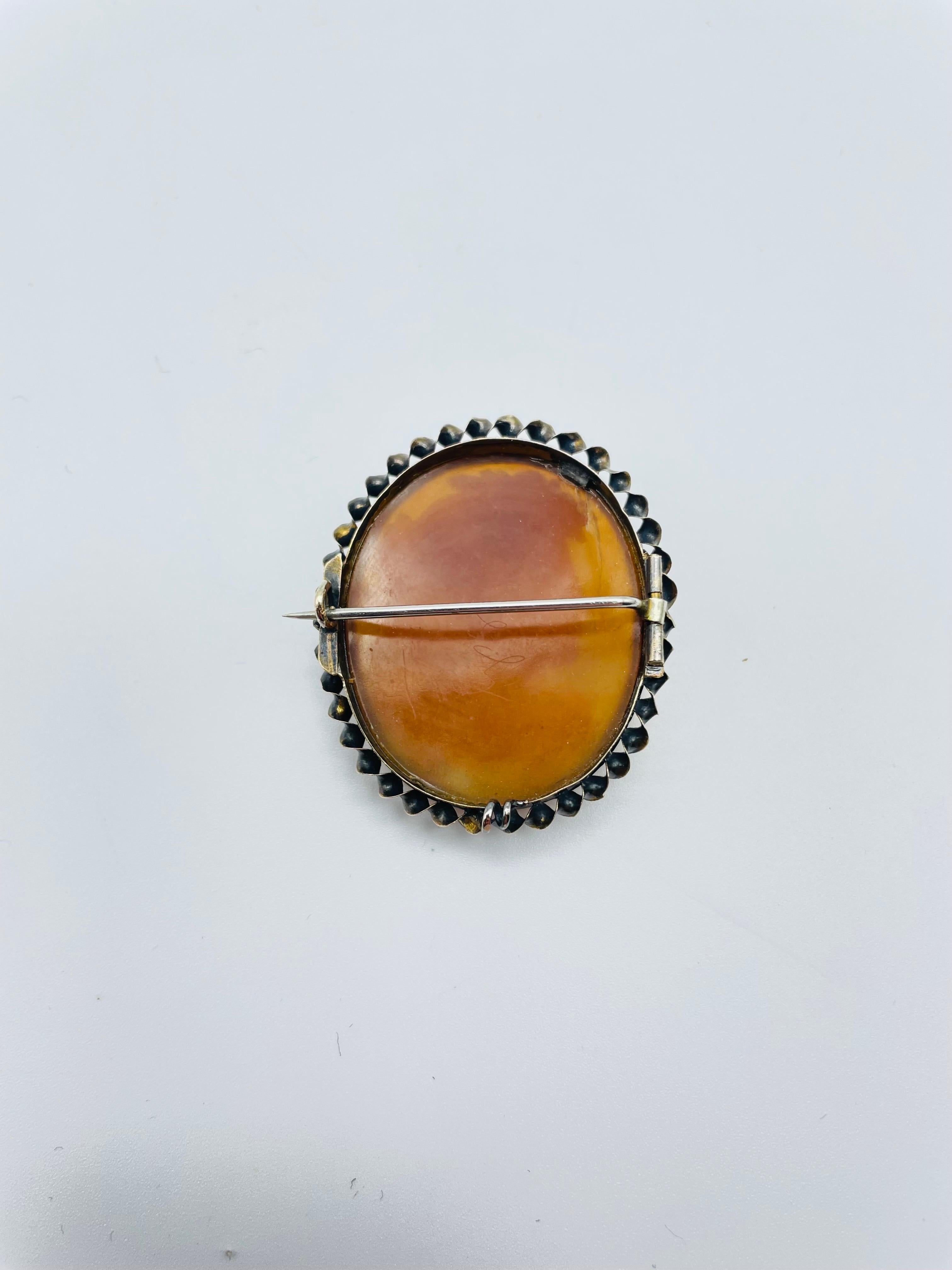 Women's or Men's Antique brooch cameo 14 K gold. For Sale