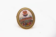 Antique 14k historical brooch, enamel french hot air balloons.