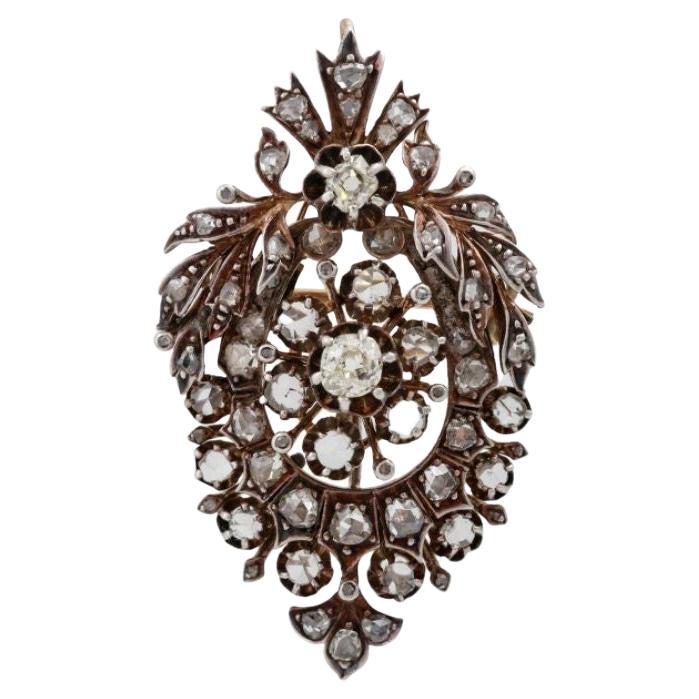 Antique Brooch/Pendant with Diamonds Totaling Approx. 3.38 Ct For Sale