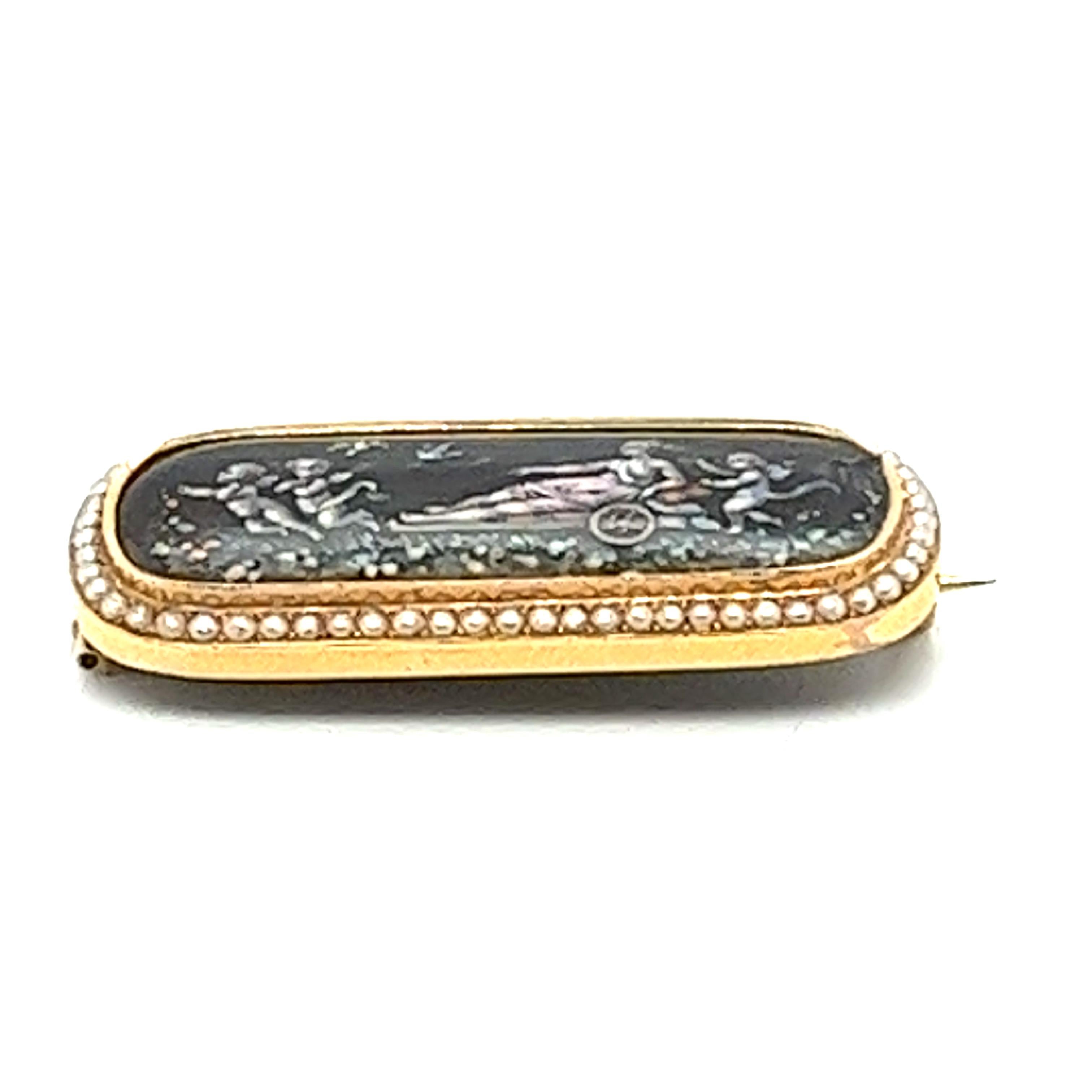 Antique Brooch with Enameled - Triumph of Love - Moulinie & Legrandroy, Geneve For Sale 3