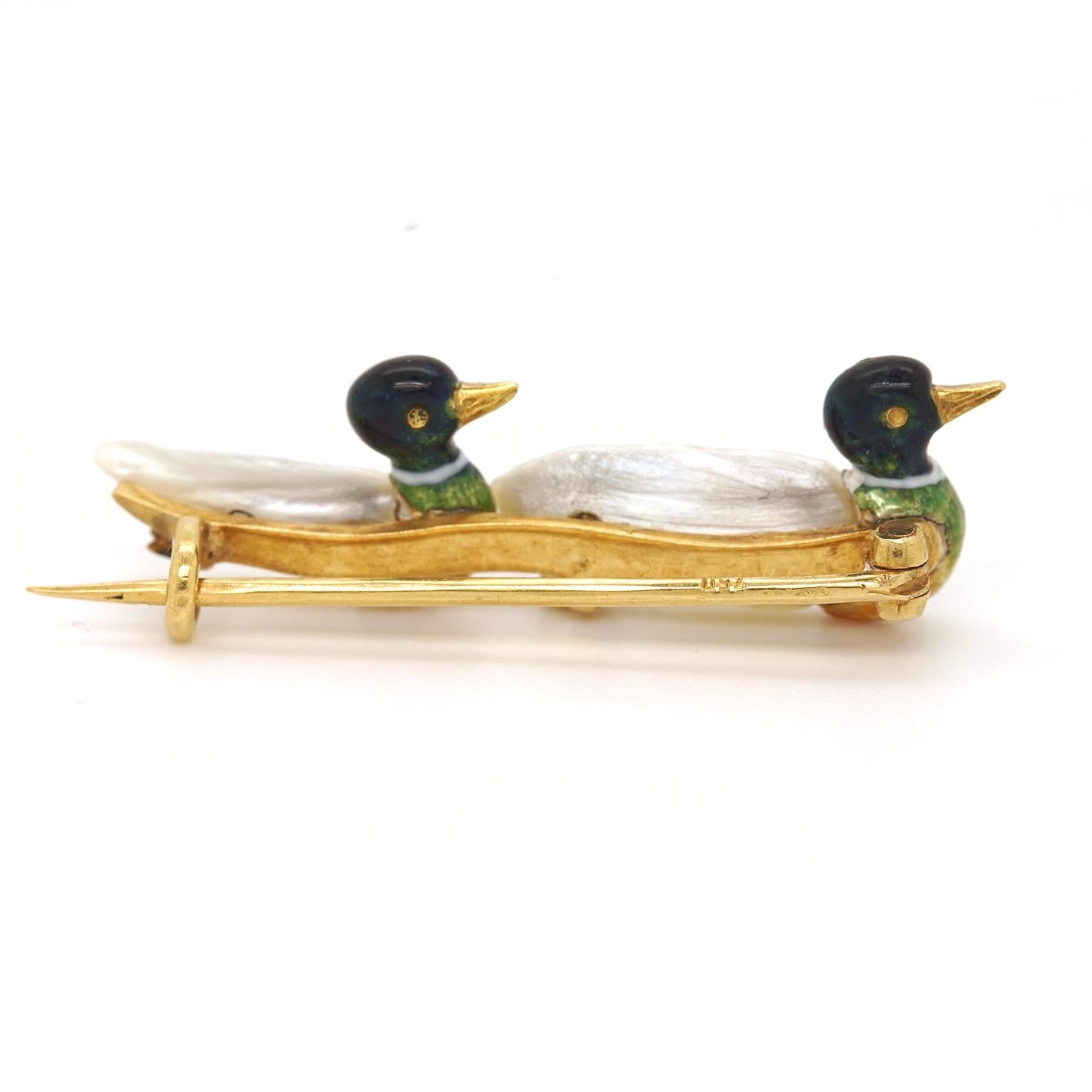 Antique Brooch with Pair of Ducks 1