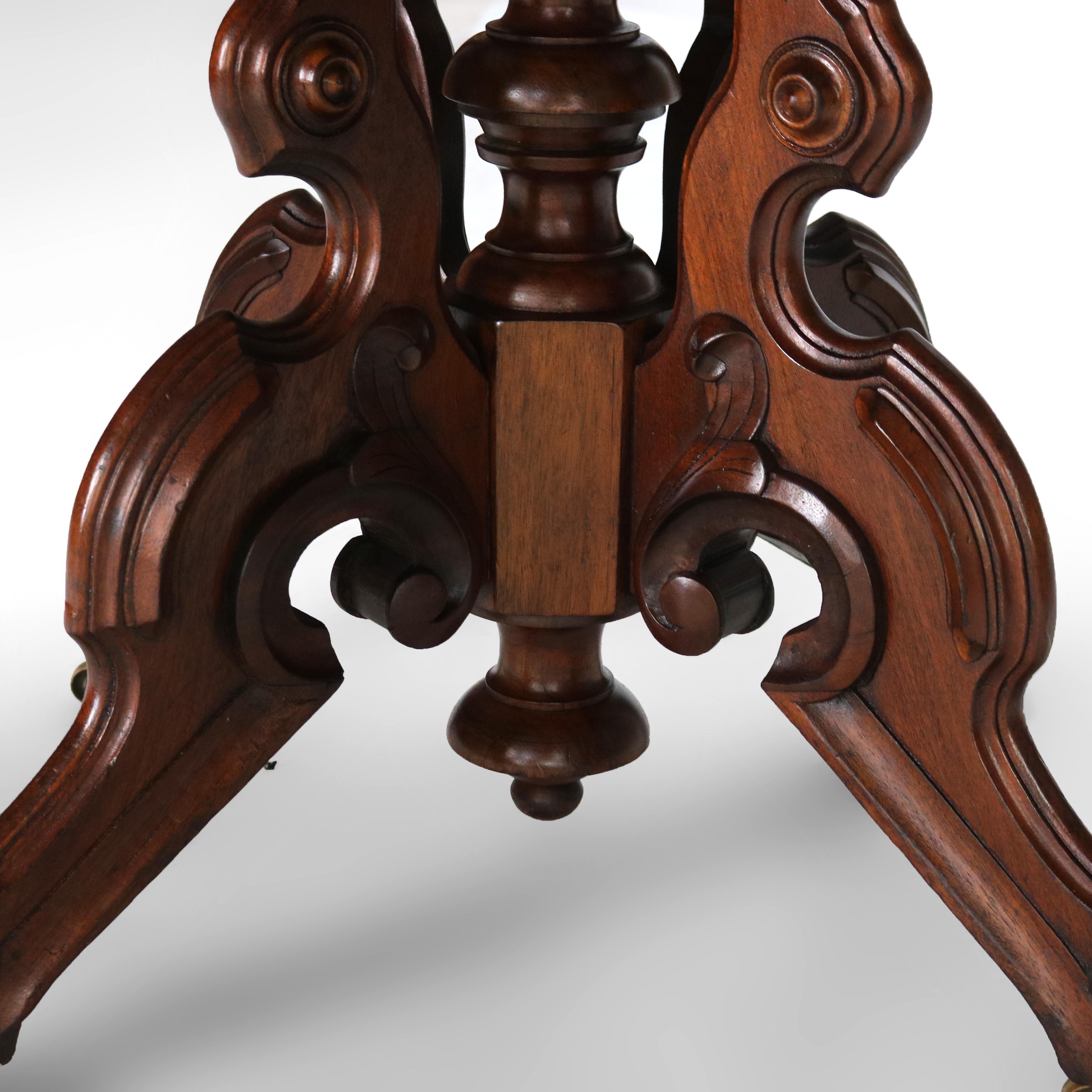 Ancienne table à plateau de marbre en noyer sculpté Brooks Victorian Renaissance Revival C1880

Mesures - 28,5 