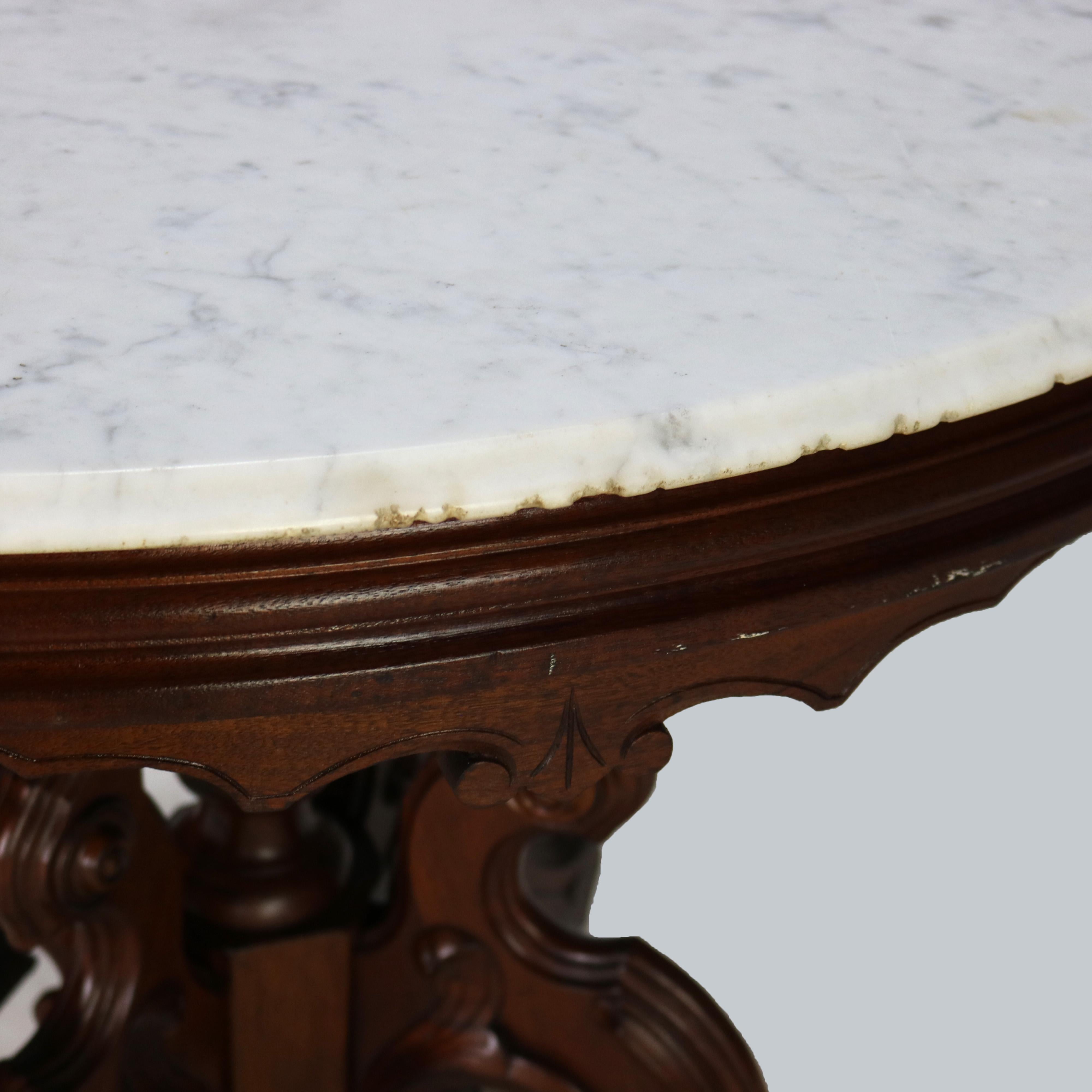 Ancienne table en noyer sculpté Brooks Victorian Renaissance Revival C1880 en vente 1