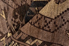 Antique Brown Afghan Ersari Carpet, Brown Tones, Allover Field, Gold Tones