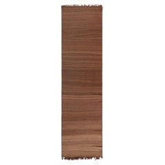 Antique Brown Anatolian Kurdish Runner, 3'3 x 11'7, Earth-Toned Brown Kilim Rug