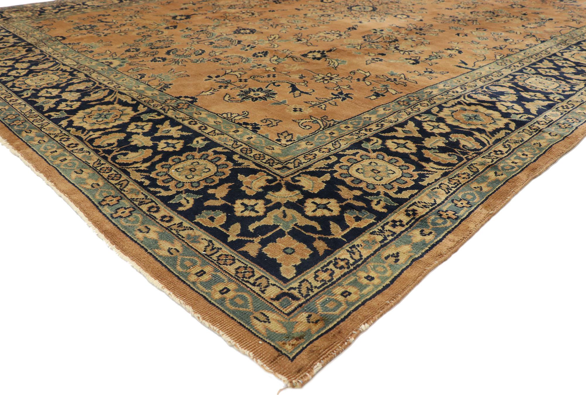 71981 Antique Indian Khorassan Rug, 08'08 x 11'10. Indian Khorassan rugs are inspired by traditional Persian rugs from the Khorassan province of northeastern Iran but are crafted in India. These rugs are known for their intricate floral and