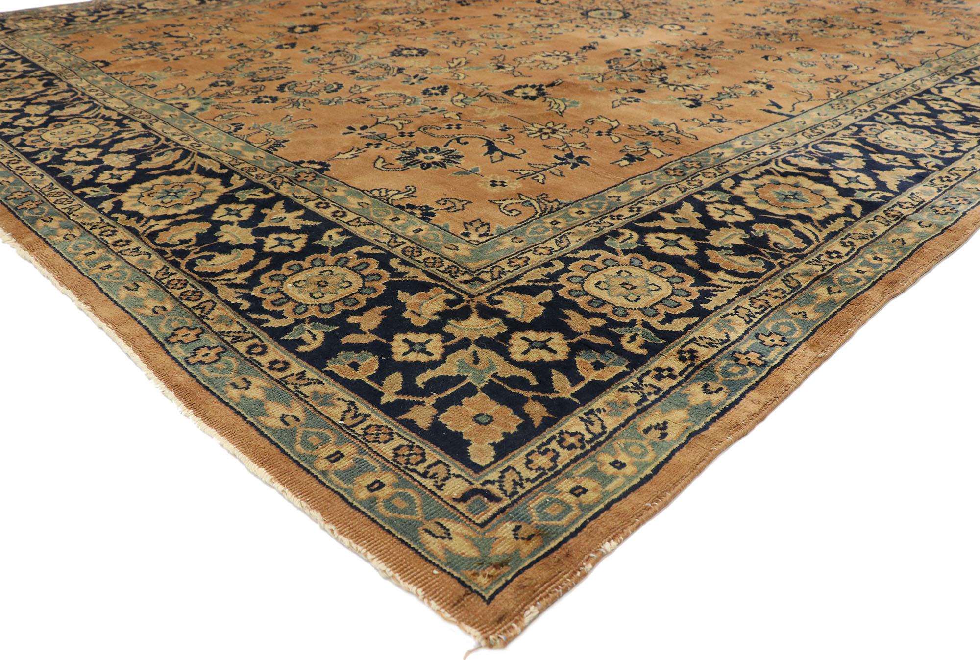 71981 Alfombra antigua india Khorassan, 08'08 x 11'10. Las alfombras indias de Jorasán se inspiran en las alfombras persas tradicionales de la provincia de Jorasán, en el noreste de Irán, pero se fabrican artesanalmente en la India. Estas alfombras