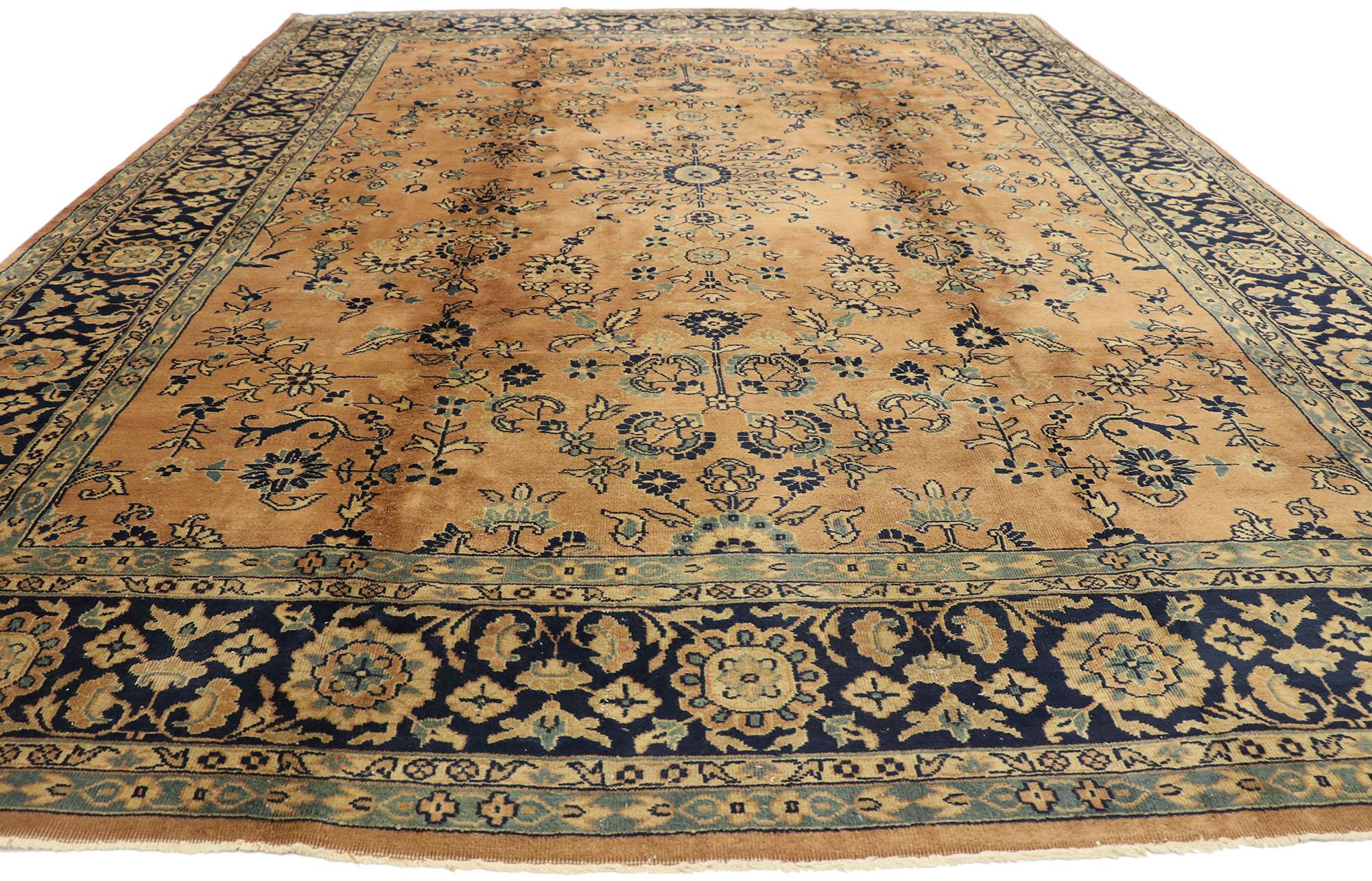 Alfombra India Floral Khorassan Antigua Marrón y Azul Jorasán en venta