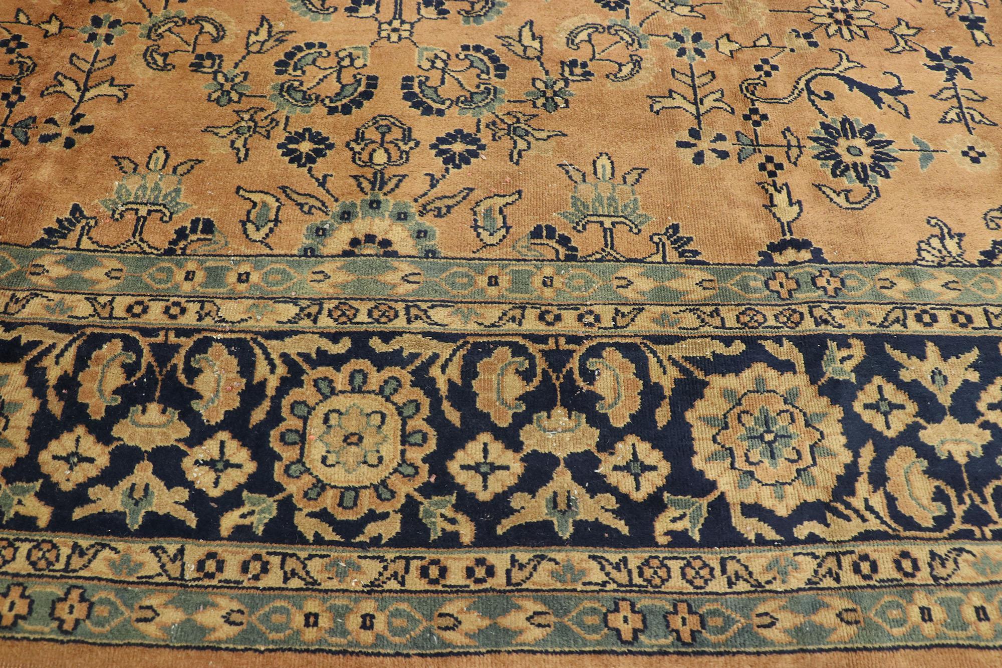 Alfombra India Floral Khorassan Antigua Marrón y Azul Indio en venta
