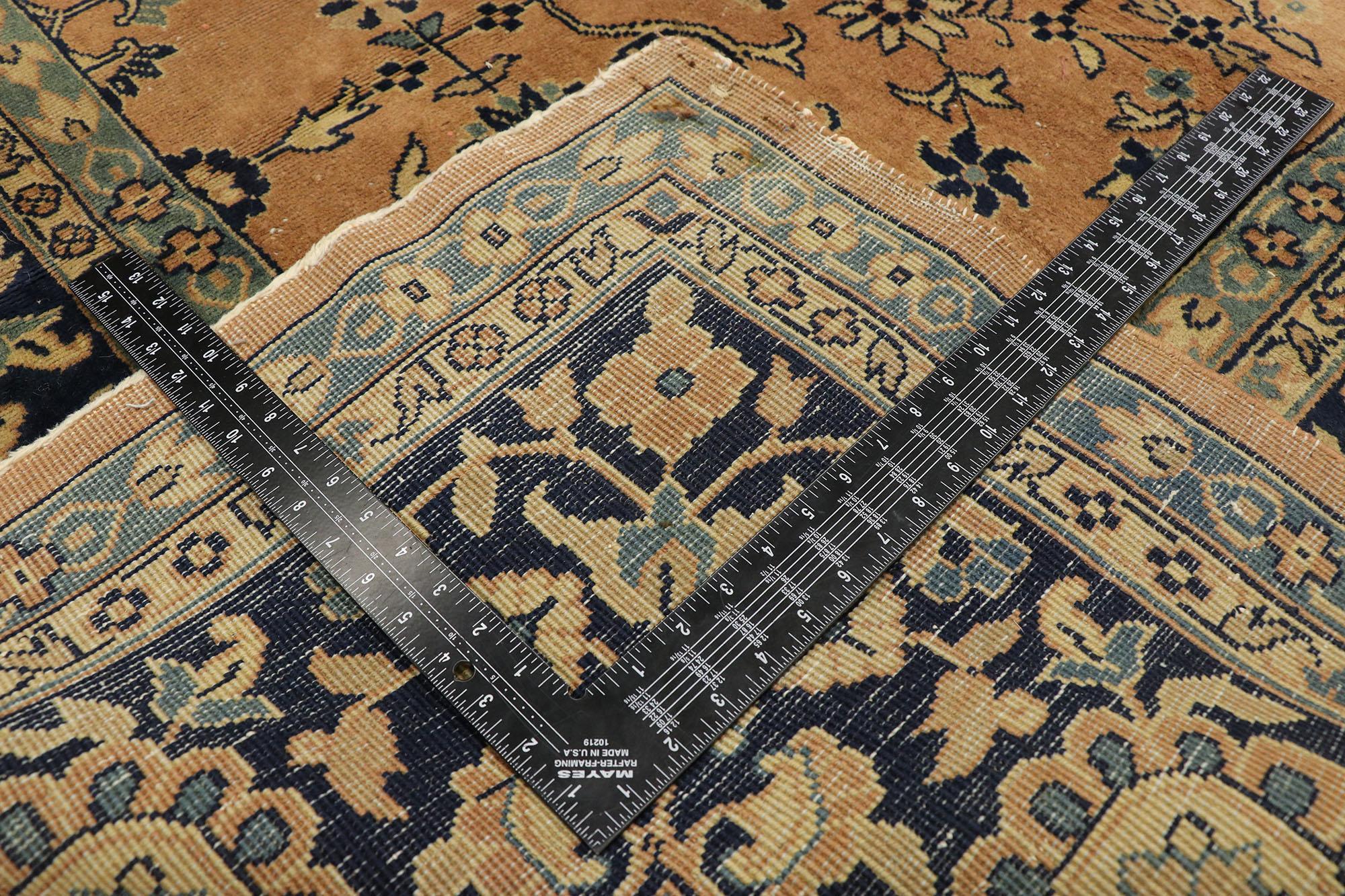Alfombra India Floral Khorassan Antigua Marrón y Azul Anudado a mano en venta