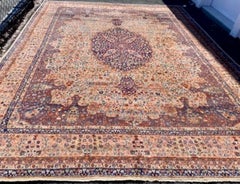 Antique Brown and Ivory Turkish Sivas Area Rug 8.10 x 11.8 ft