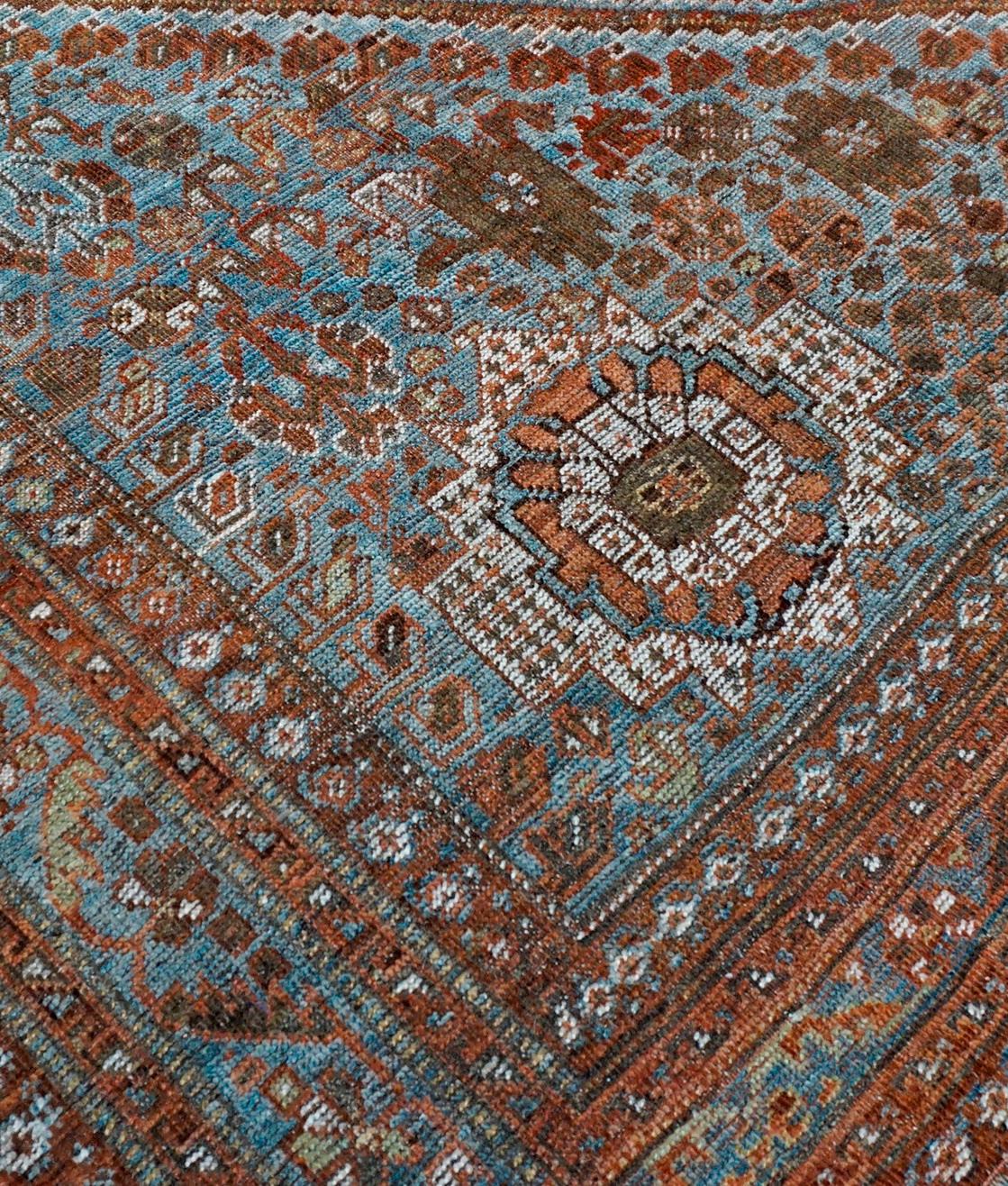 Vittoriano Antique Brown and Rust Heriz Wool Rug 8'x11'8'' in vendita