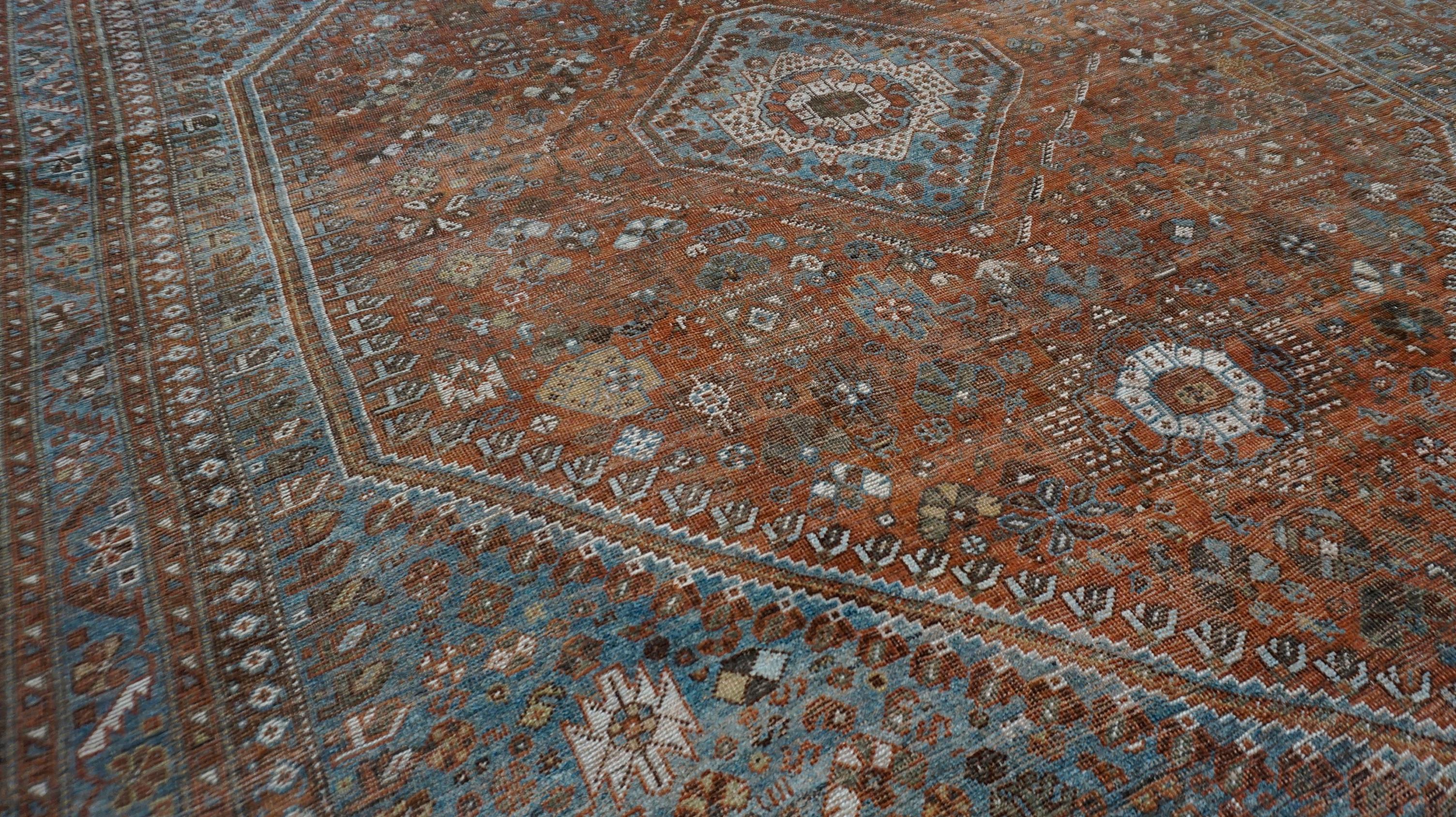 Antique Brown and Rust Heriz Wool Rug 8'x11'8'' In condizioni buone in vendita a Torrance, CA