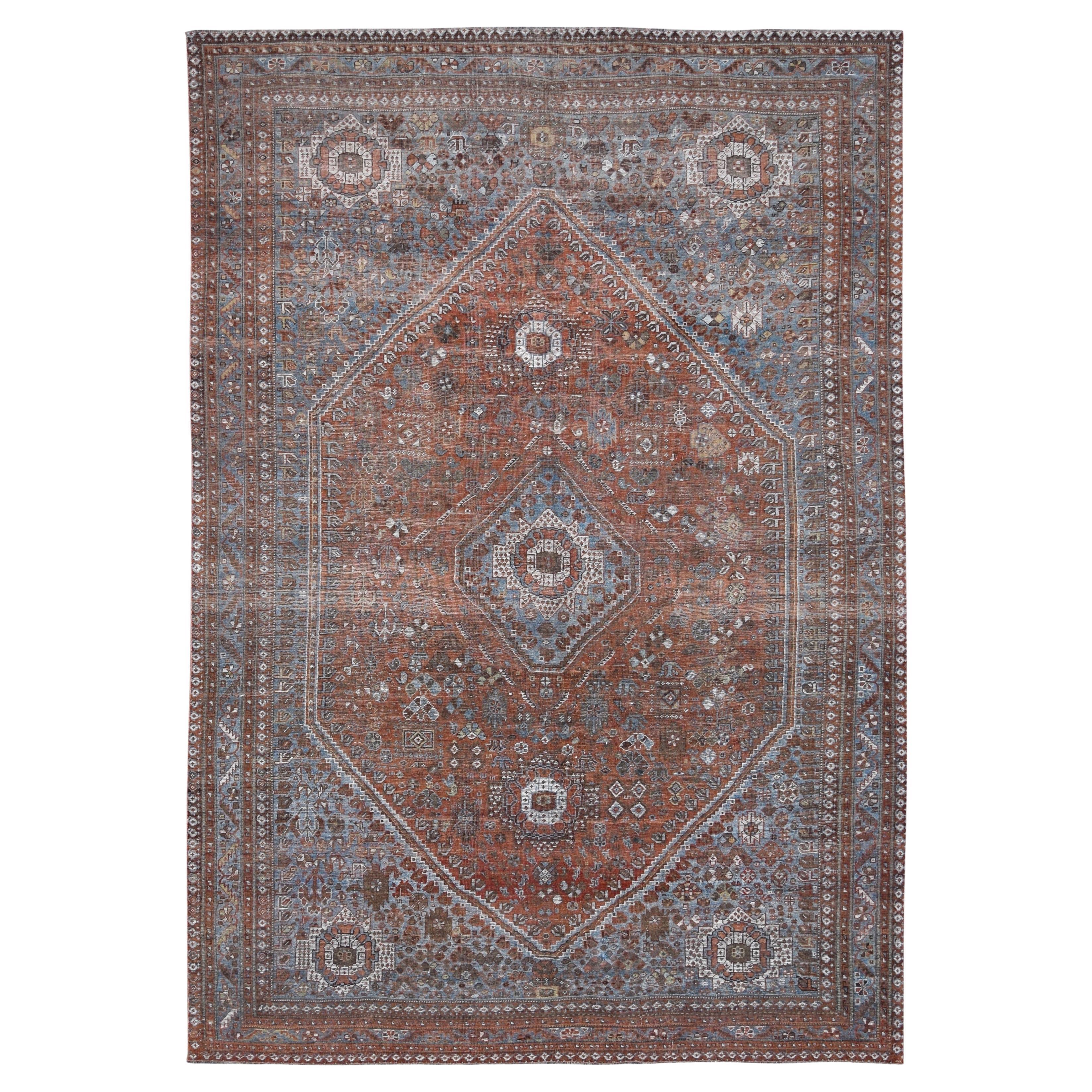 Antique Brown and Rust Heriz Wool Rug 8'x11'8''