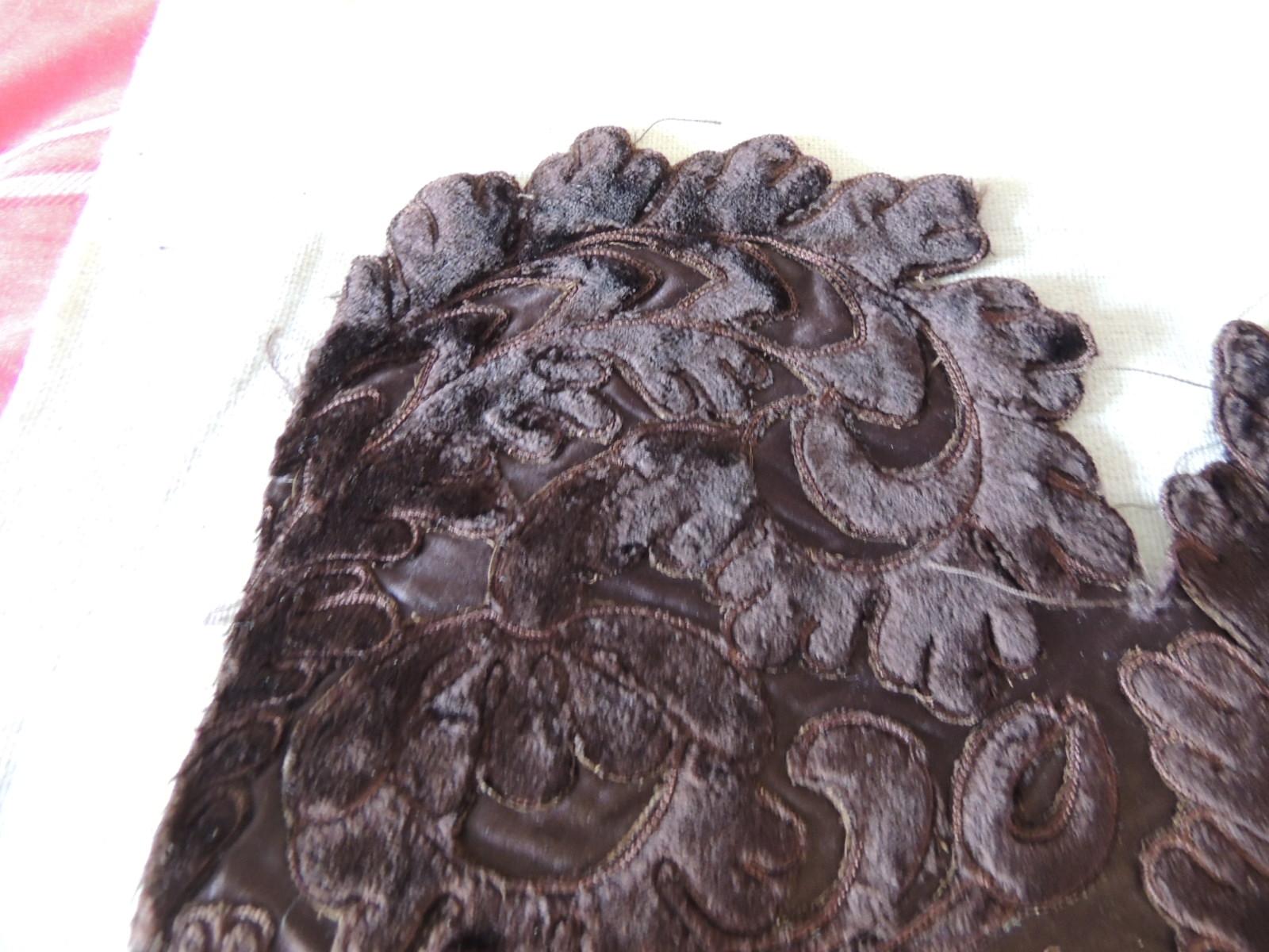 Hollywood Regency Antique Brown Applique Textile Fragment