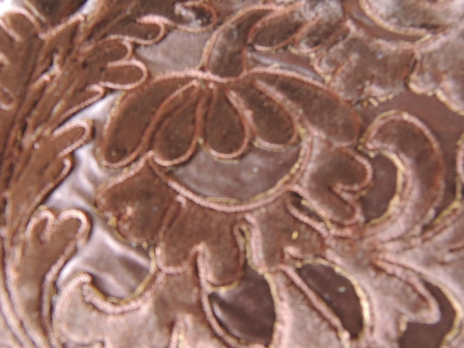 French Antique Brown Applique Textile Fragment
