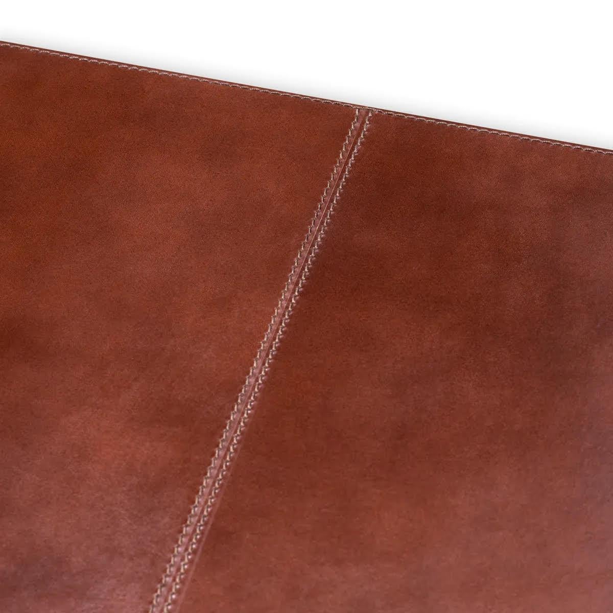 French Antique Brown Crocodile-Embossed Leather Desk Pad. For Sale