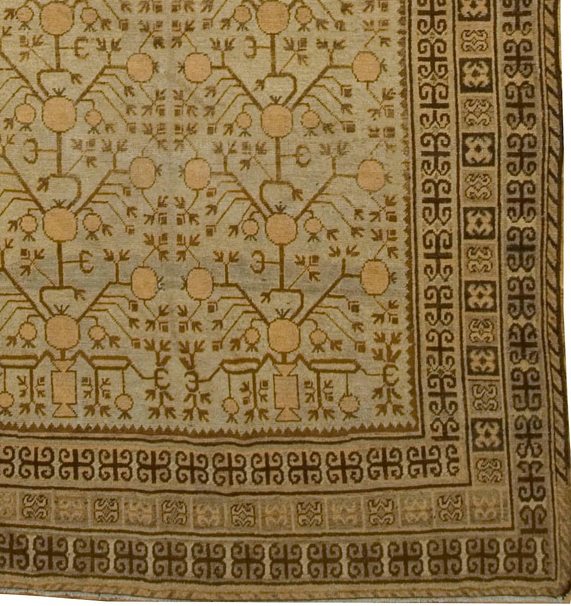 Tappeto marrone antico Khotan Samarcanda (a) Gallery 6'2 x 13'4 in vendita 1