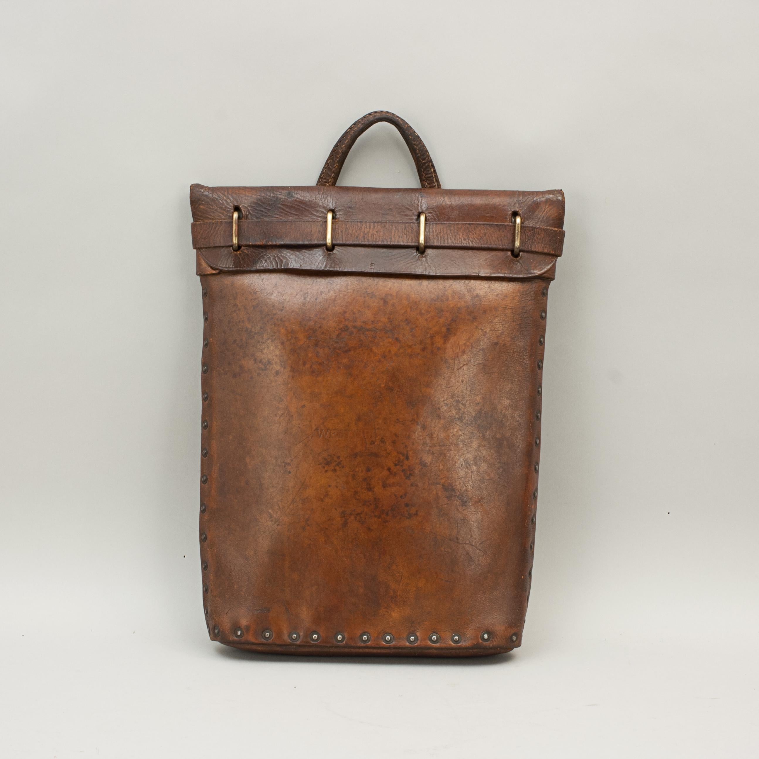 Antique Brown Leather Briefcase or Mail Bag 3