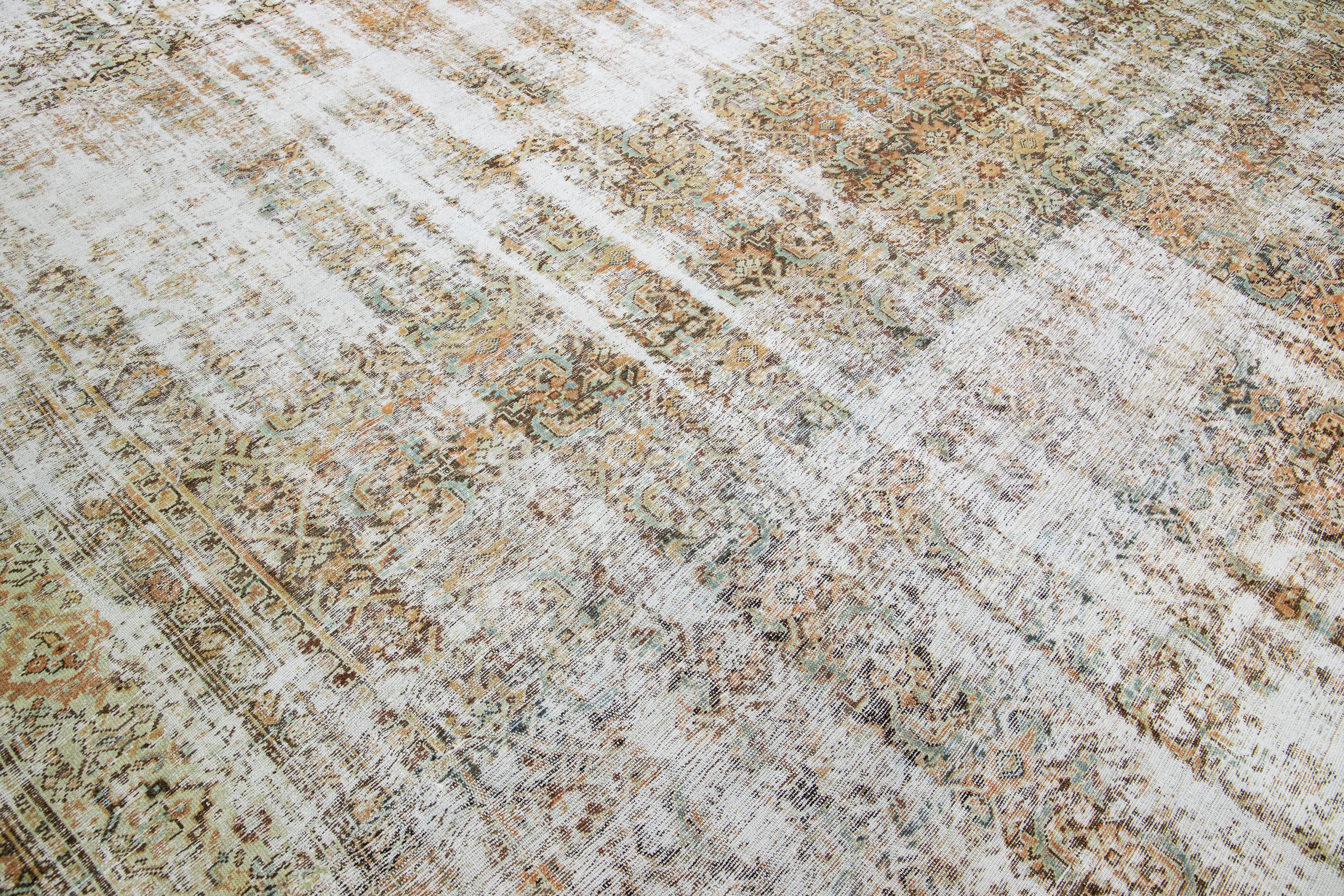 Tapis en laine marron antique Malayer à motifs intégraux faits à la main Shabby Chic en vente 2