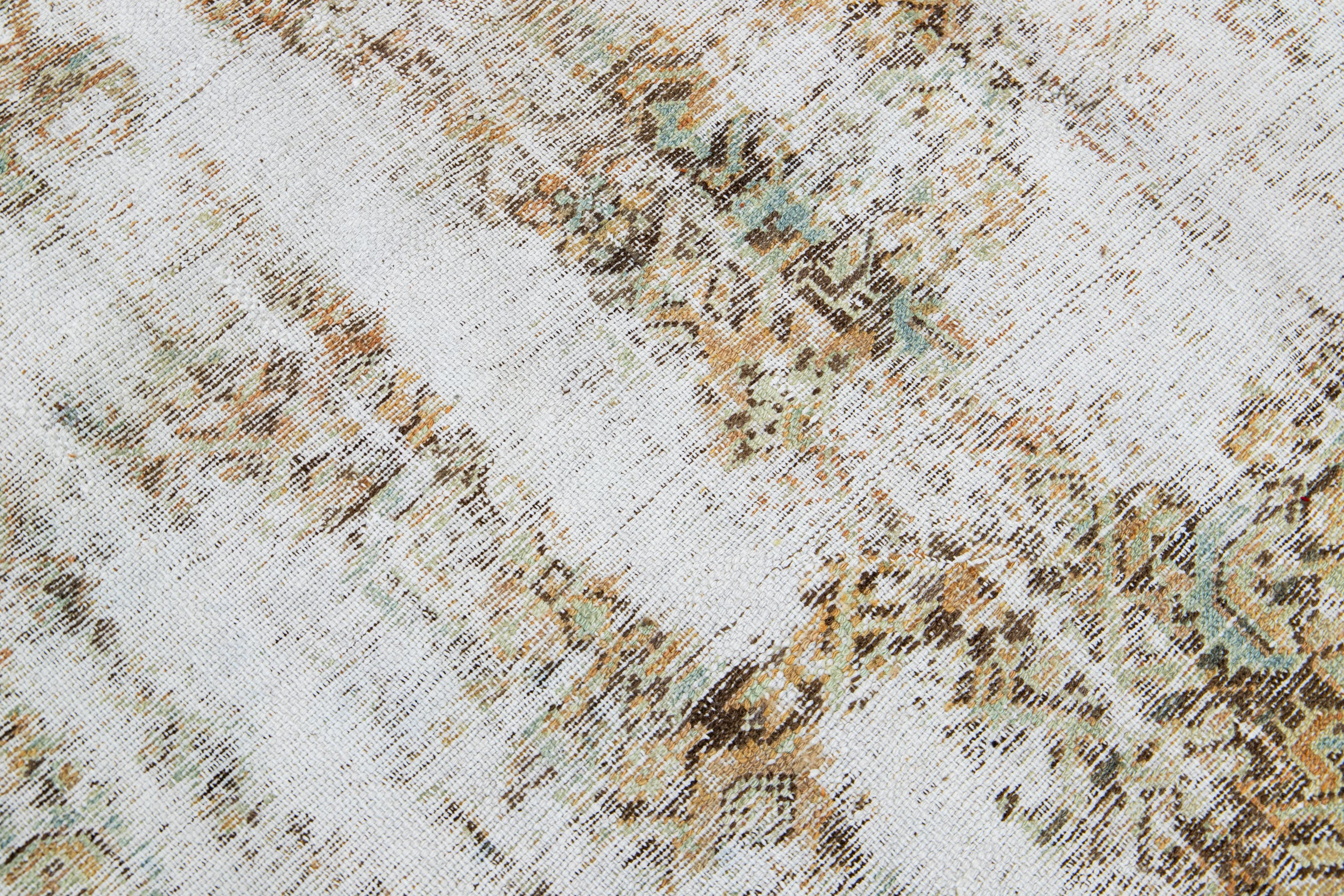 Tapis en laine marron antique Malayer à motifs intégraux faits à la main Shabby Chic en vente 3