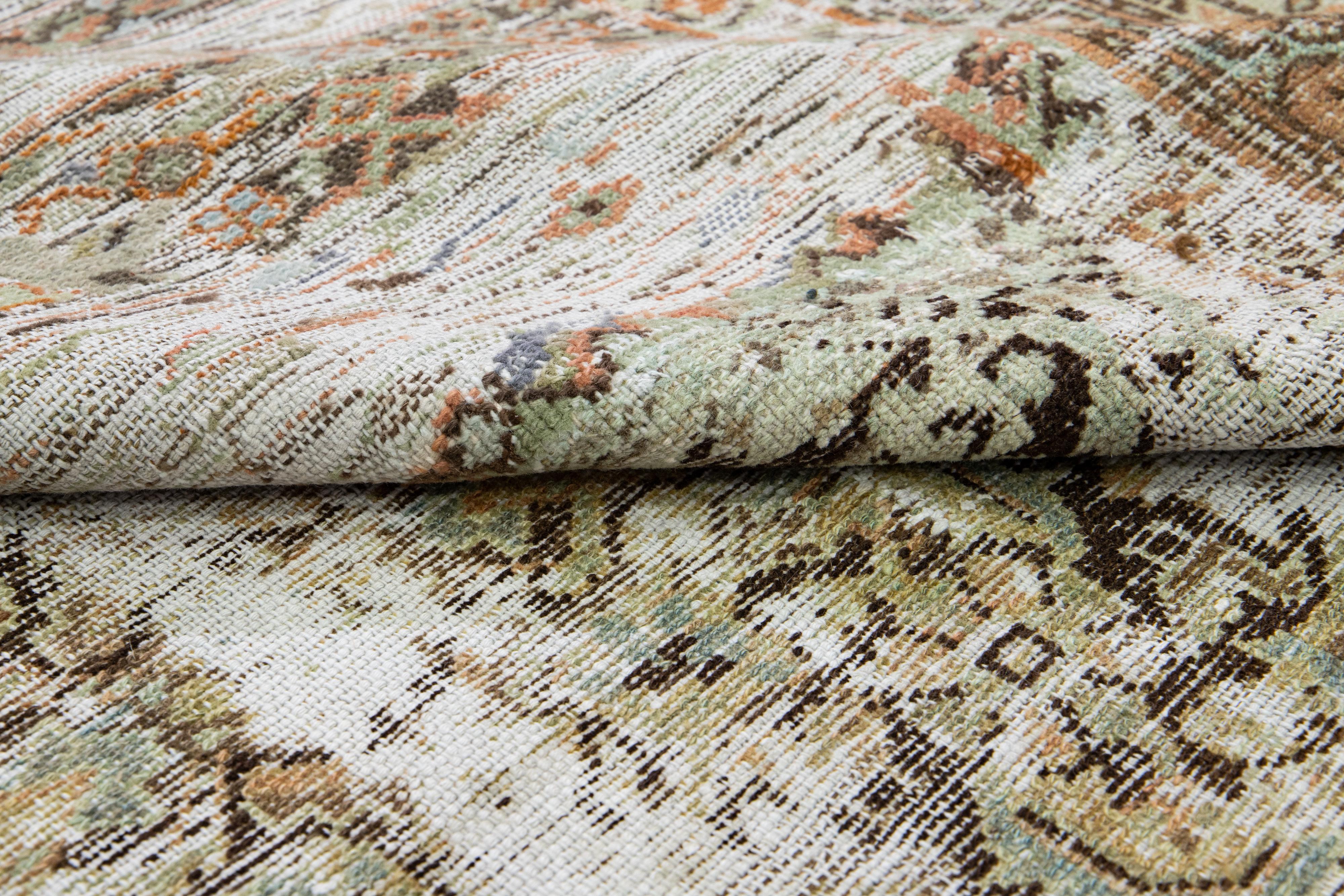 Tapis en laine marron antique Malayer à motifs intégraux faits à la main Shabby Chic Abîmé - En vente à Norwalk, CT