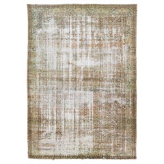 Tapis en laine marron antique Malayer à motifs intégraux faits à la main Shabby Chic