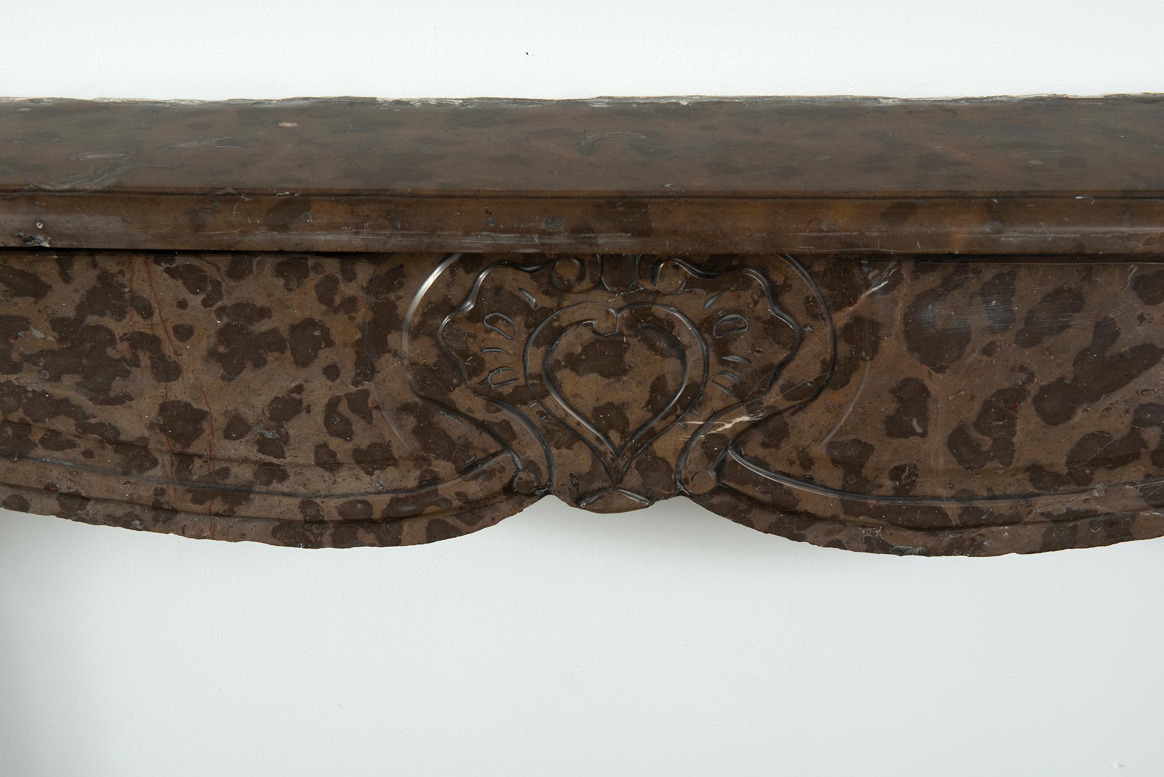 19th Century Antique Brown Marble Fireplace For Sale