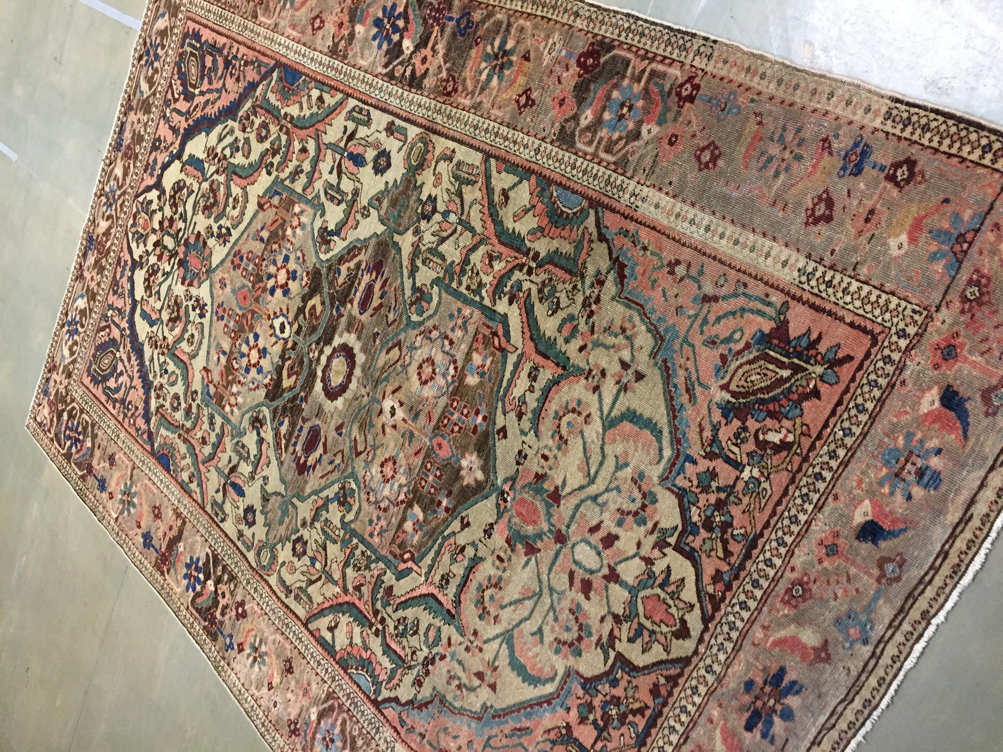 Antik Braun Persisch Malayer Bereich Teppich 4'6 x 6'5 (Handgeknüpft) im Angebot