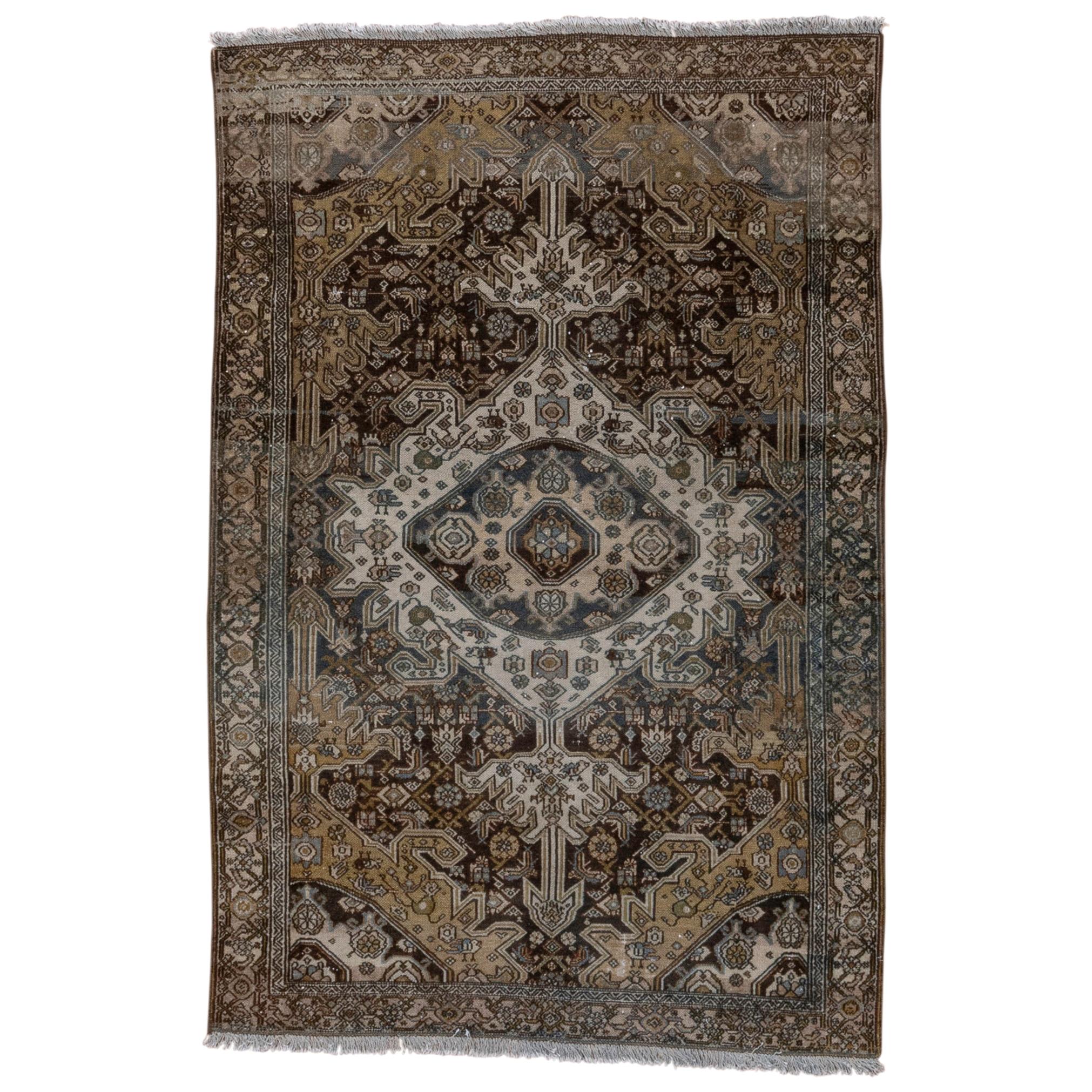 Antique Brown Persian Malayer Rug For Sale