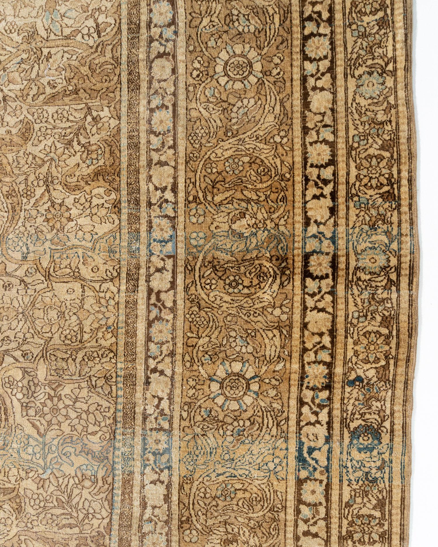 11'7 x 19'5. A wonderful large antique Isfahan rug. The central ivory field filled with floral designs both large and small, the detail shows the extraordinary skill of the master weaver. The main border and multiple guard borders complete this rug