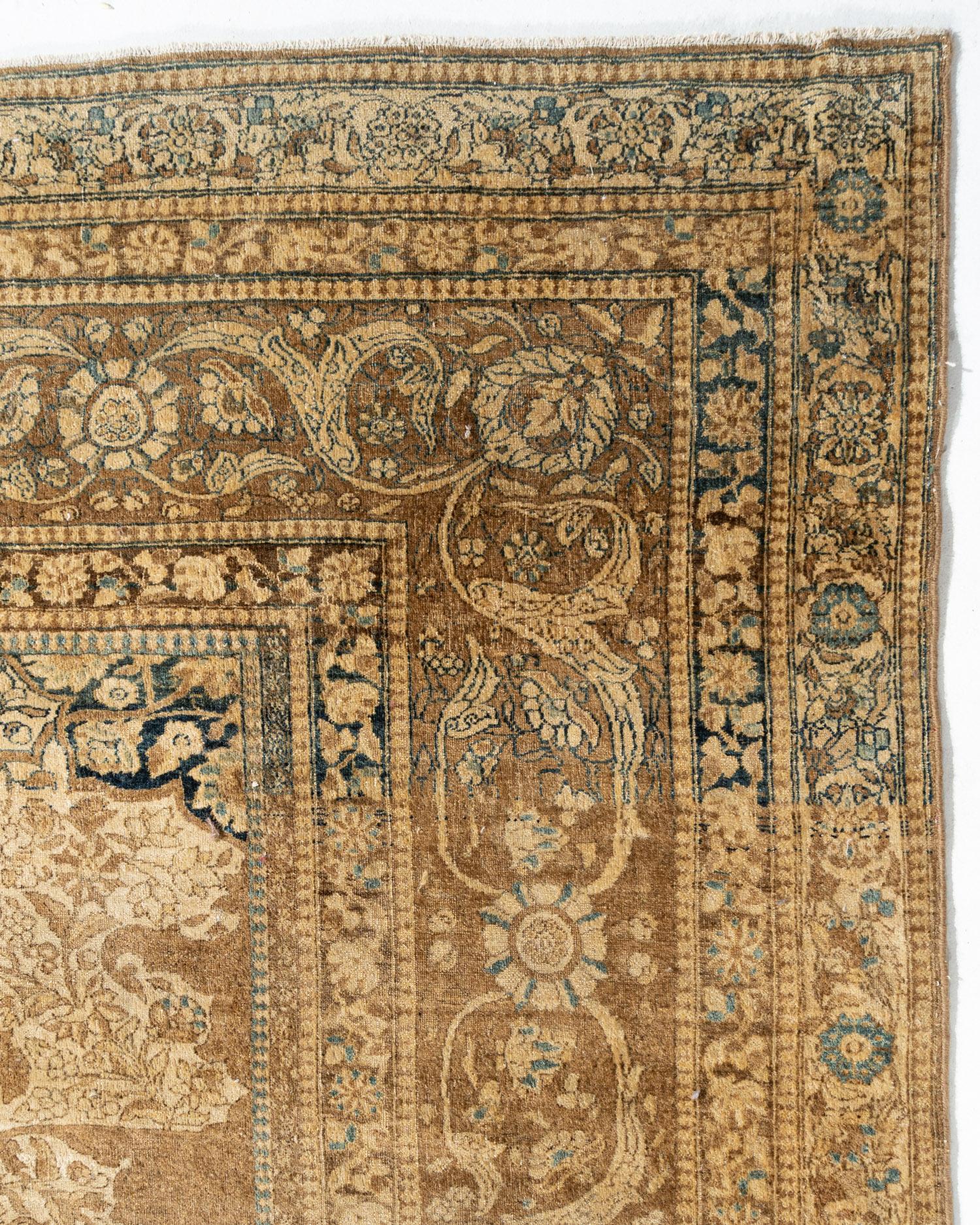 Hand-Knotted Antique Brown Persian Oversized Distressed Fine Isfahan Rug 11'7 x 19'5 For Sale