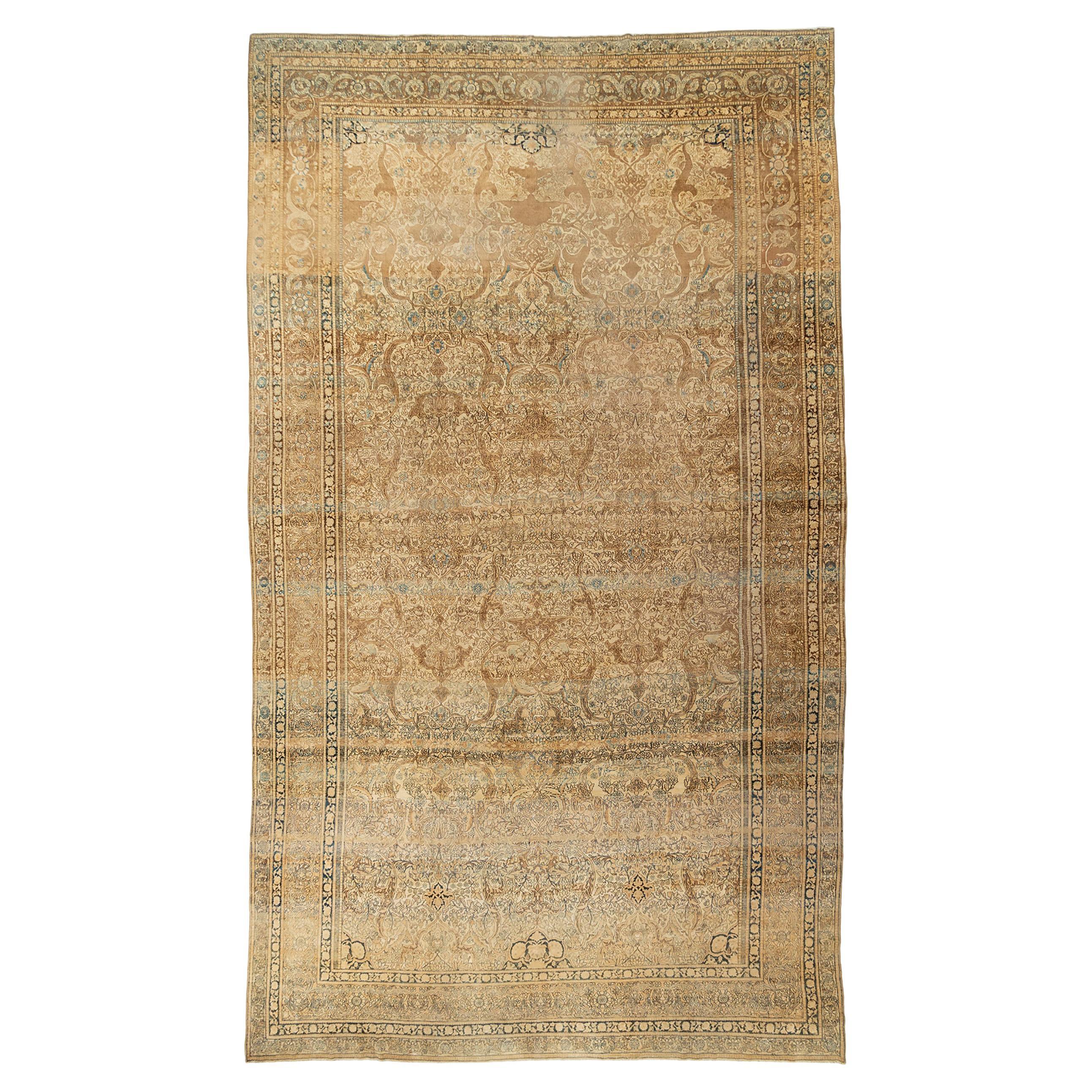 Antique Brown Persian Oversized Distressed Fine Isfahan Rug 11'7 x 19'5 For Sale