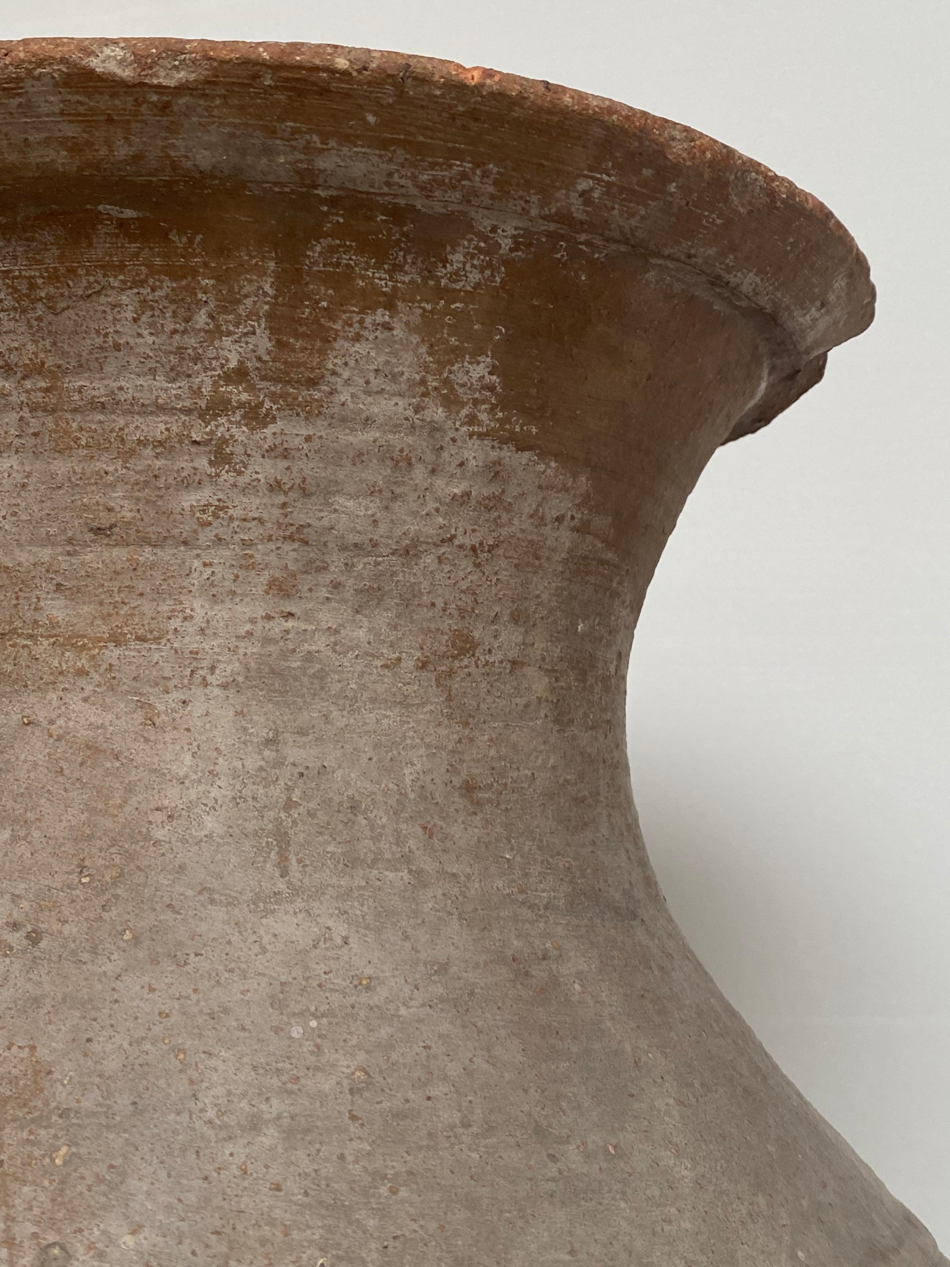 Antique Brown Tinted Terracotta Vase, Iran For Sale 3