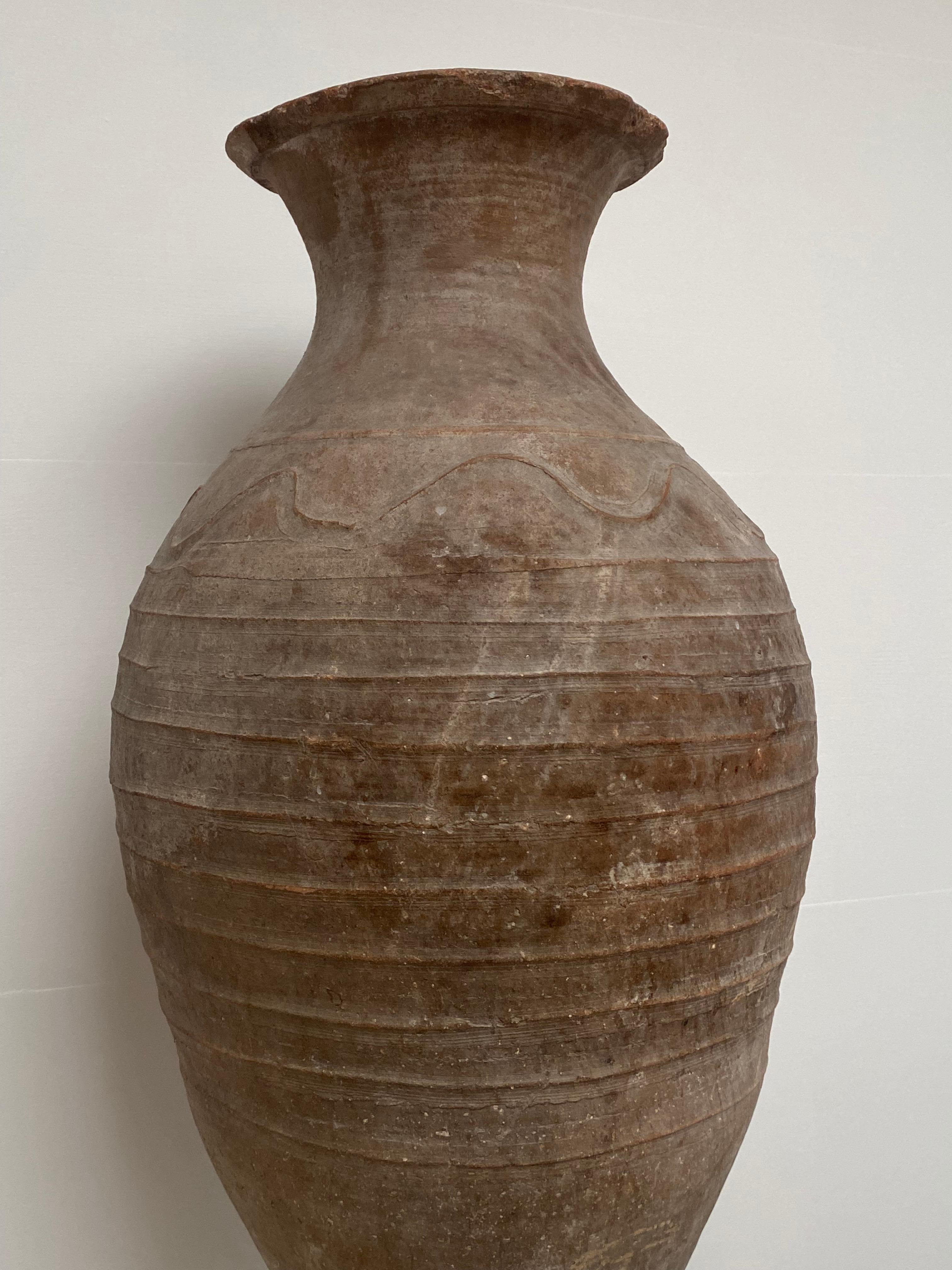 Antique Brown Tinted Terracotta Vase, Iran For Sale 5
