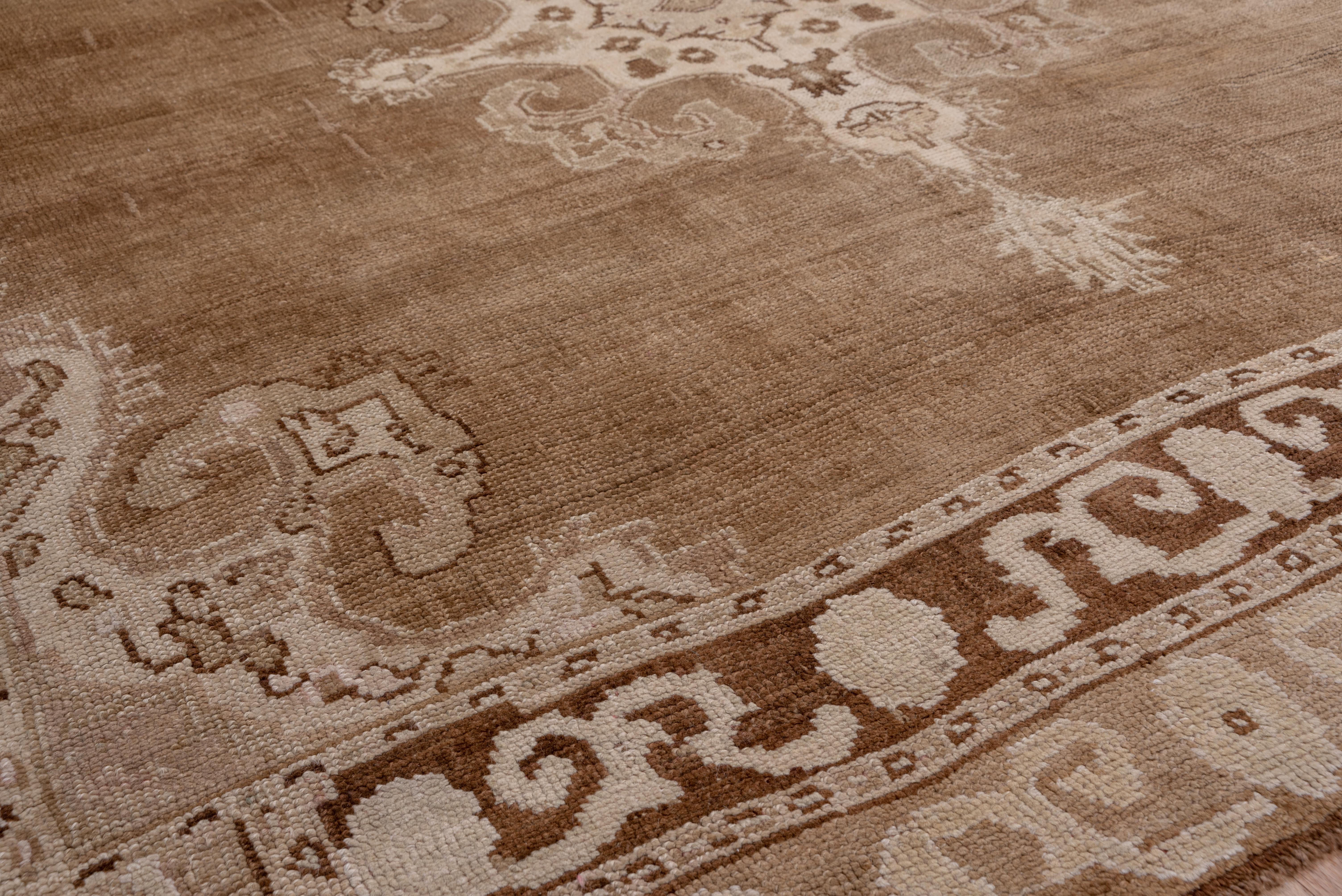 Hand-Knotted Antique Brown Turkish Oushak Rug, Brown & Neutral Palette