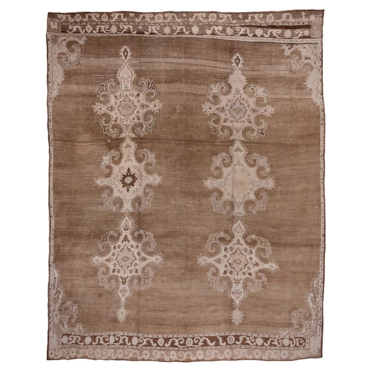 Antique Brown Turkish Oushak Rug, Brown and Neutral Palette For Sale at ...