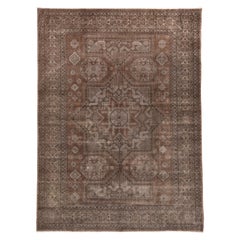 Antique Brown Turkish Sivas Carpet, Brown Field, Tribal Pattern