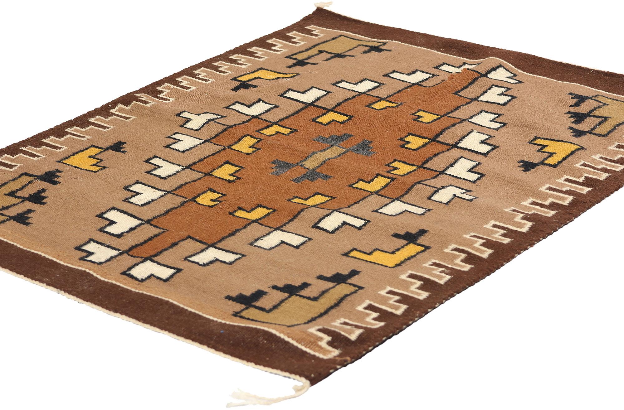 78748 Antique Two Grey Hills Navajo Rug, 02'03 x 02'10. Two Grey Hills Navajo rugs, originating from the Two Grey Hills region within the Navajo Nation in the southwestern United States, are esteemed for their intricate designs, fine craftsmanship,