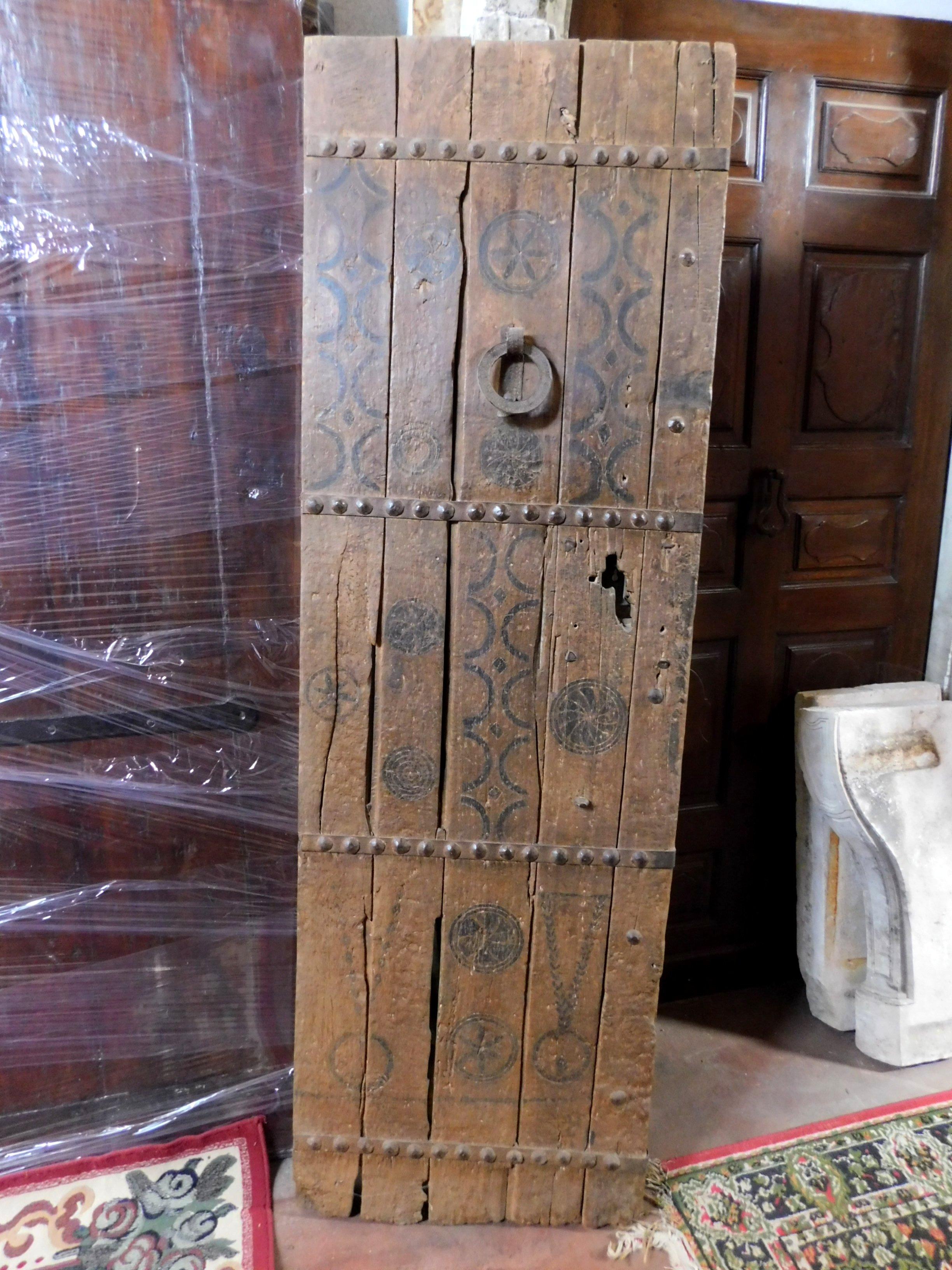 African Antique Brown Wooden Door, Ethnic Black Tribal Designs, 800 Africa For Sale
